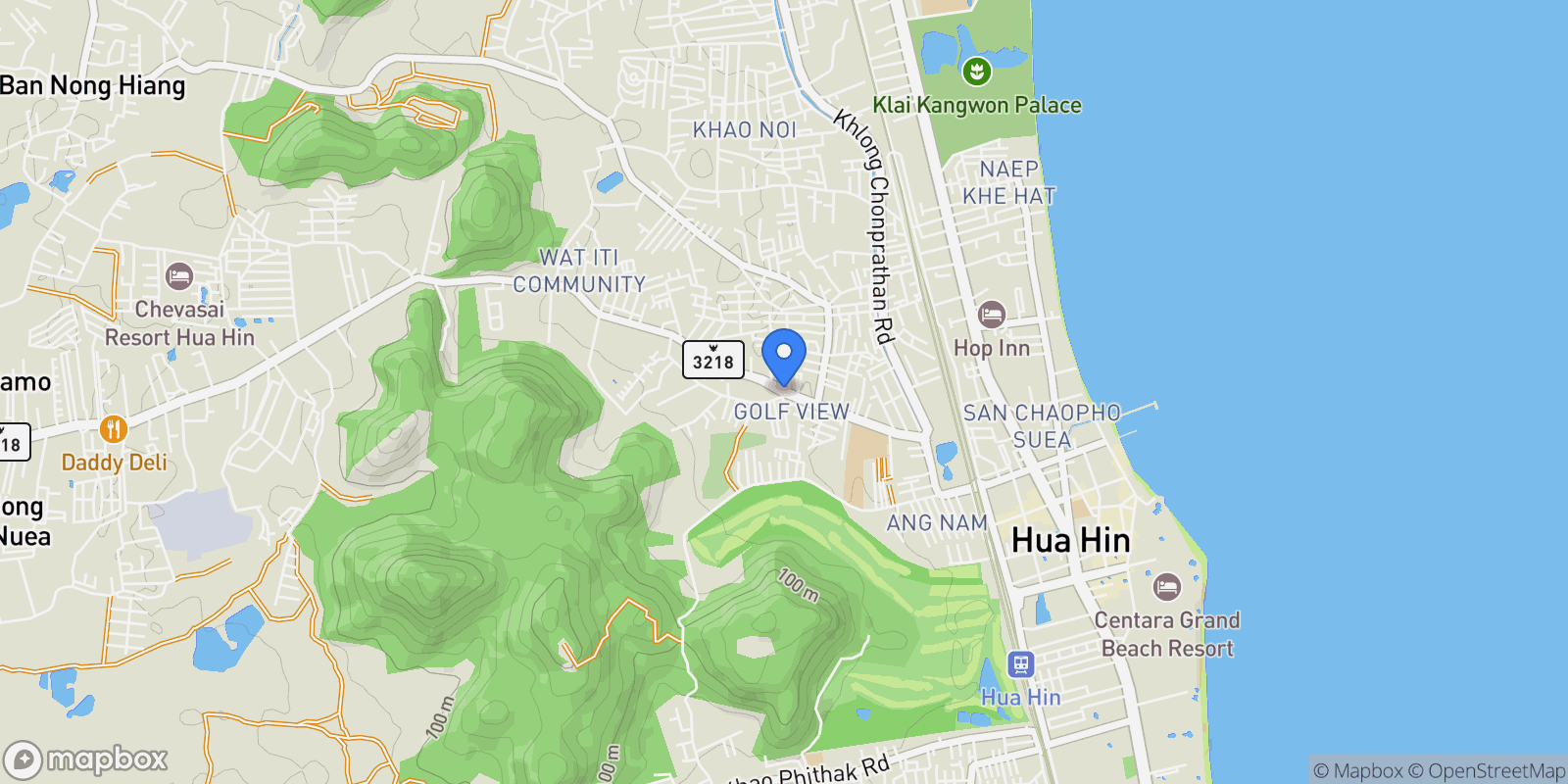 Map showing Prachuap Khiri Khan,, Hua Hin, Prachuap Khiri Khan, Thailand.
