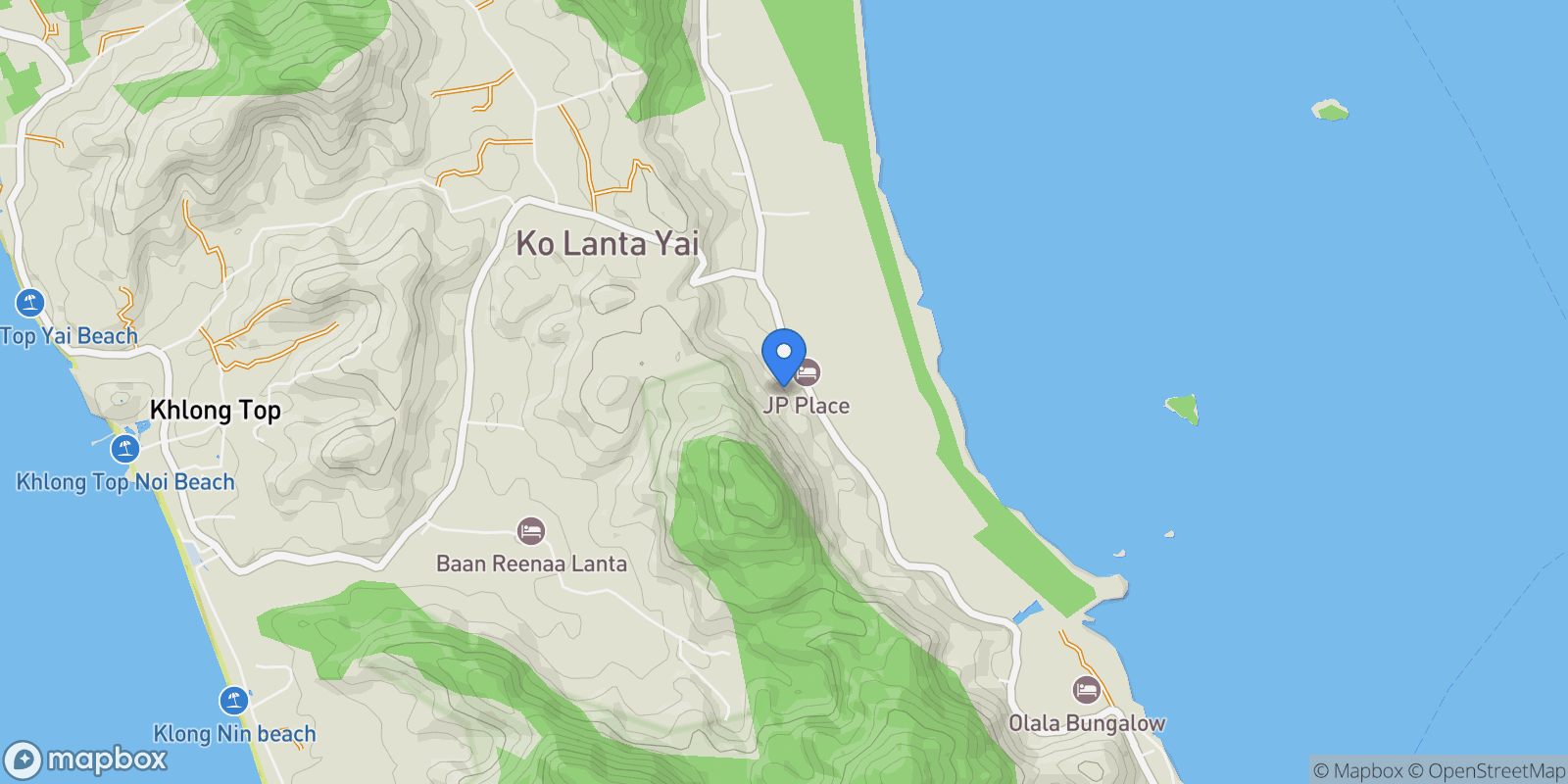 Map showing Koh Lanta,, Ko Lanta Yai, Krabi, Thailand.