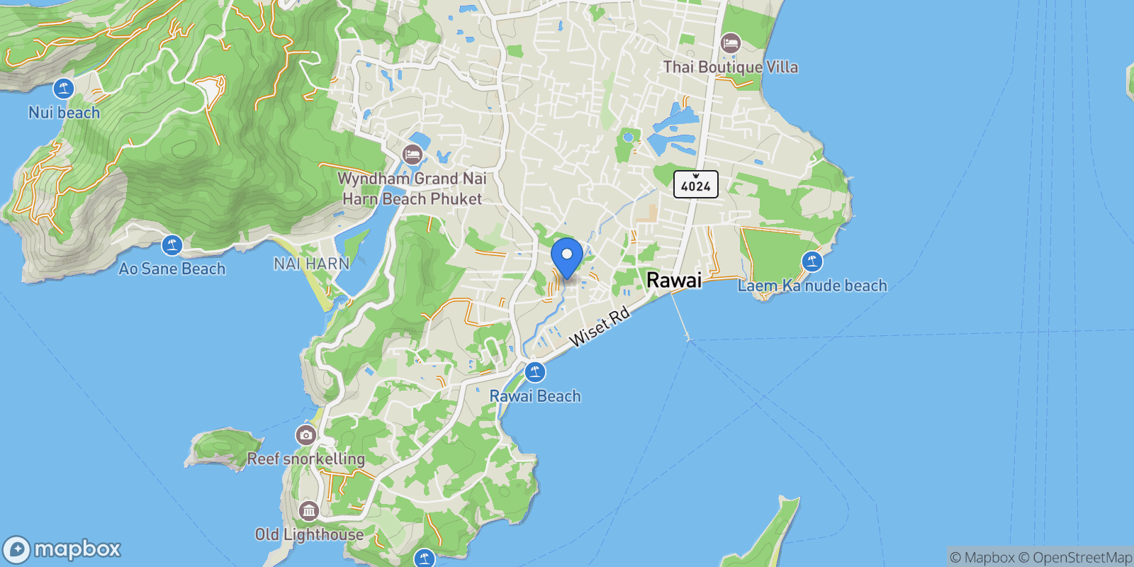 Map showing Phuket,, Rawai, Phuket, Thailand.