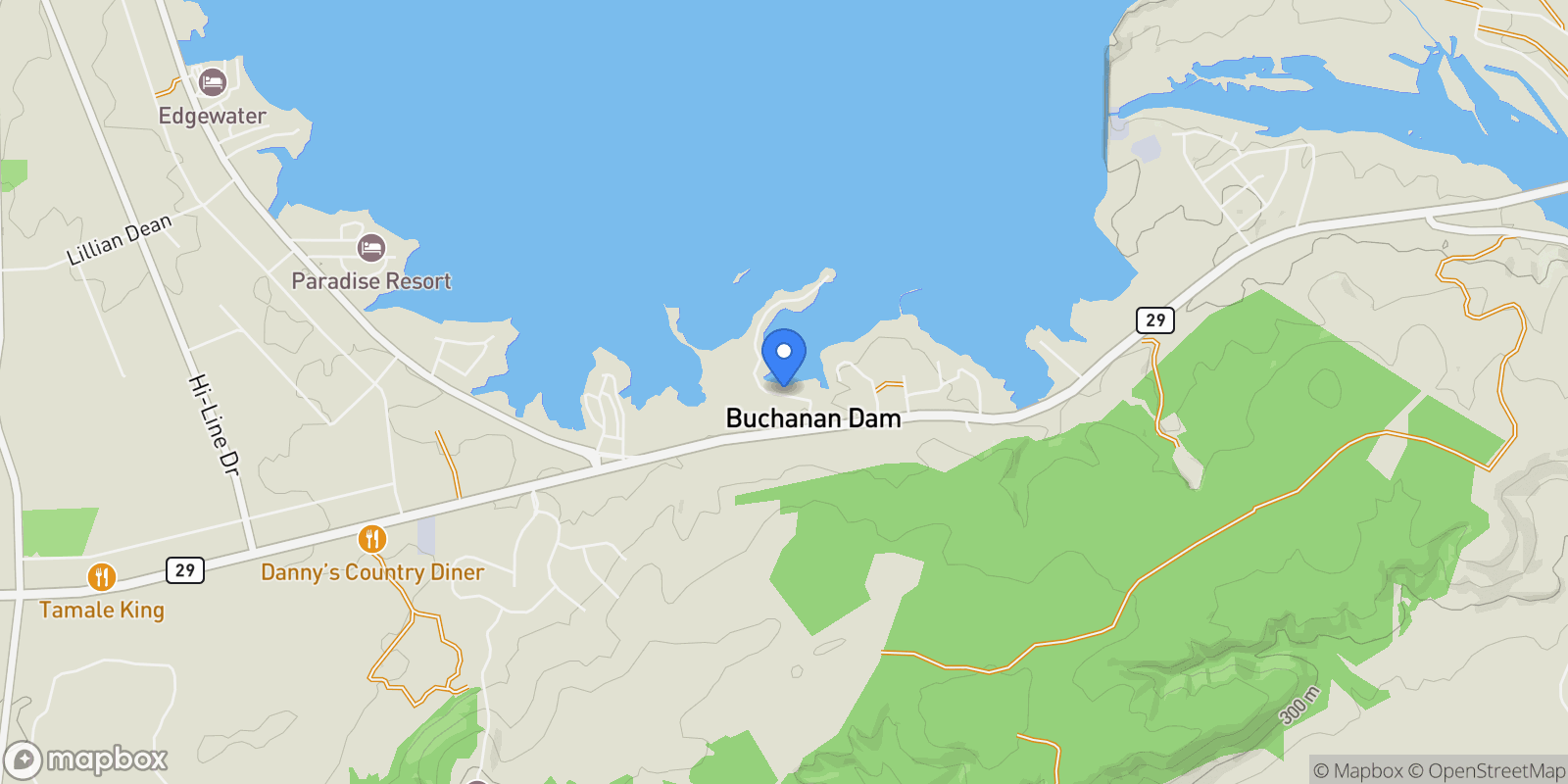 Map showing 214 Island Lodges DR, Buchanan Dam, Texas, United States.