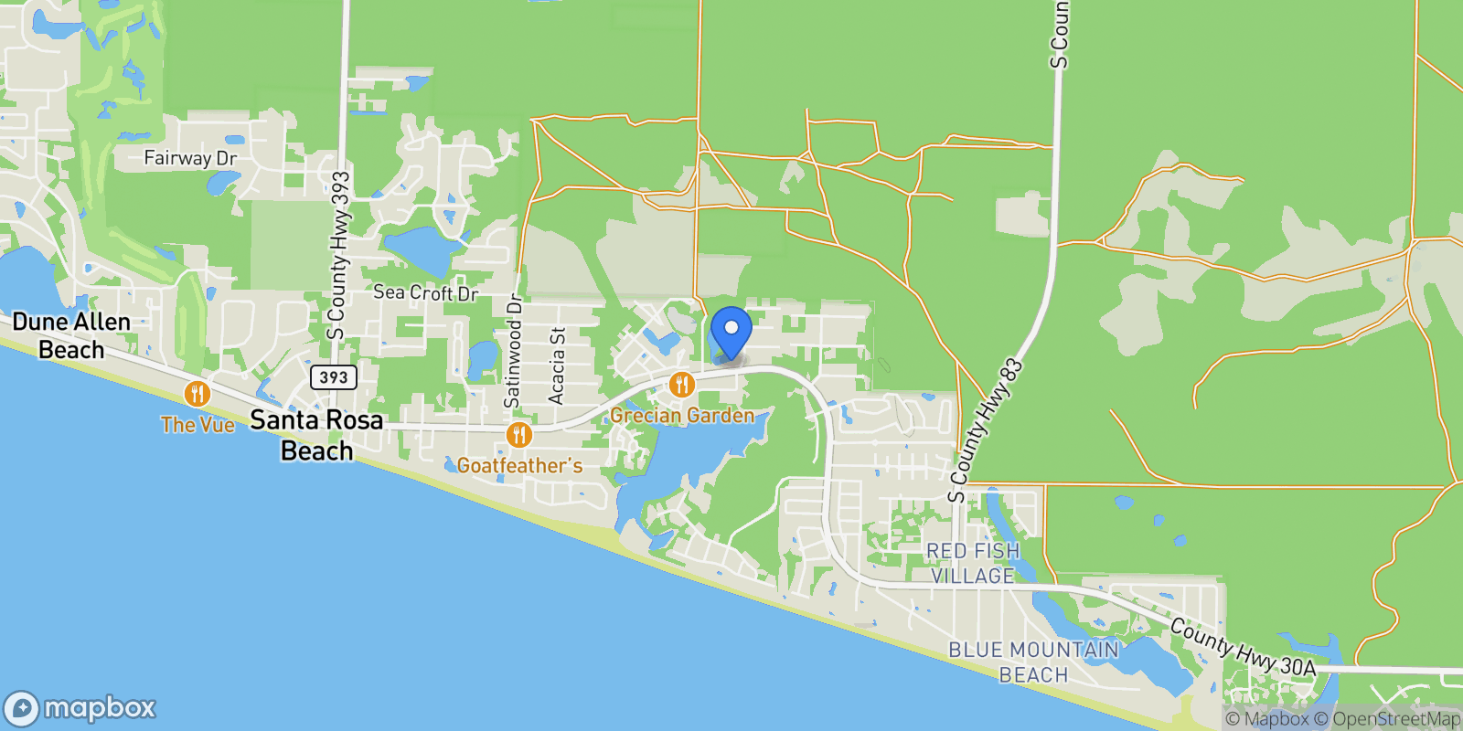 Map showing 3232 West County Highway 30A , Santa Rosa Beach, FL 32459, Santa Rosa Beach, Florida, United States.