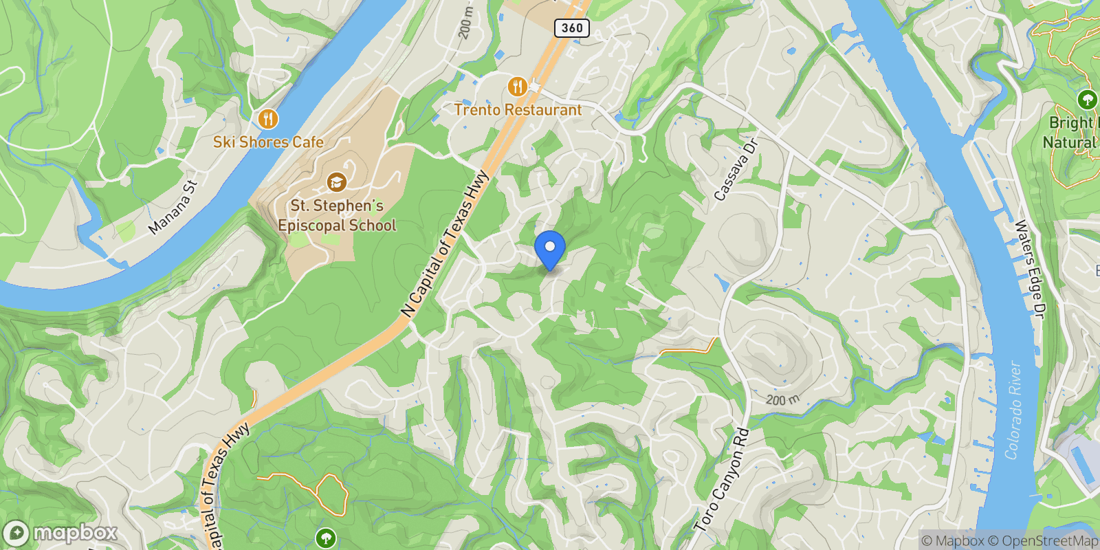Map showing 2900 Water Bank CV, Austin, Texas, United States.