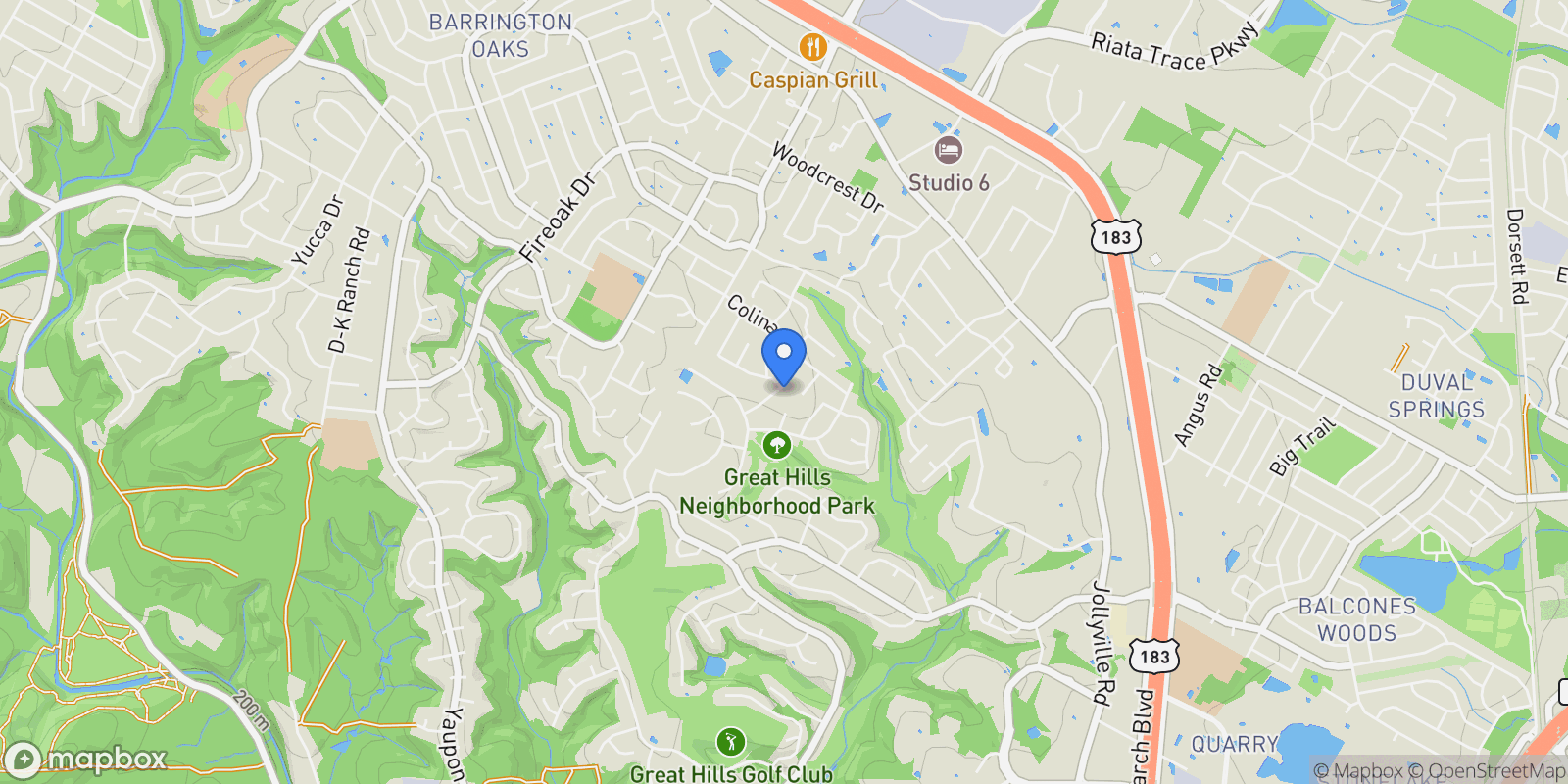 Map showing 11007 Grapevine LN, Austin, Texas, United States.