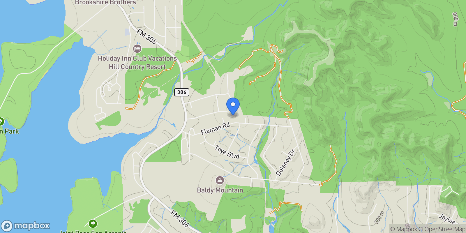 Map showing 633 Flaman RD, Canyon Lake, Texas, United States.