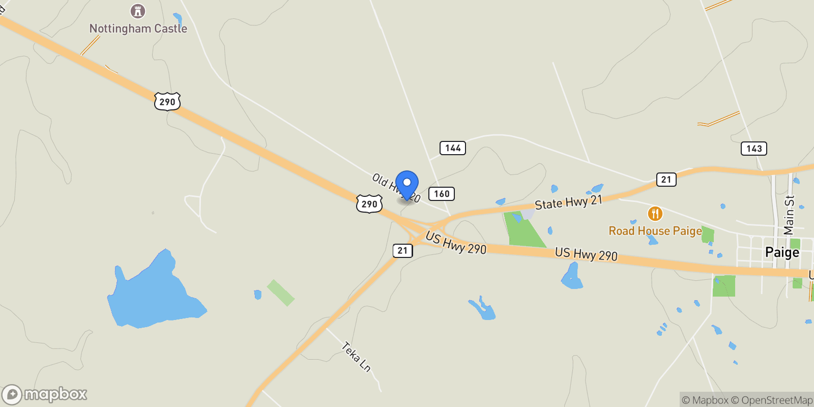 Map showing 2247 Old Highway 20, McDade, Texas, United States.
