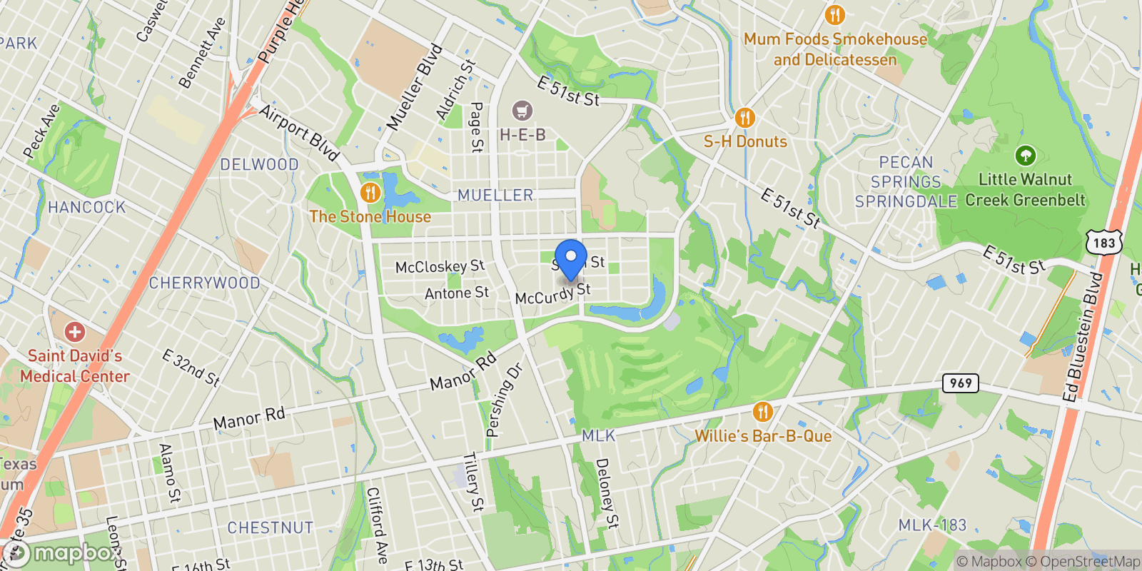 Map showing 3905 Teaff ST, Austin, Texas, United States.