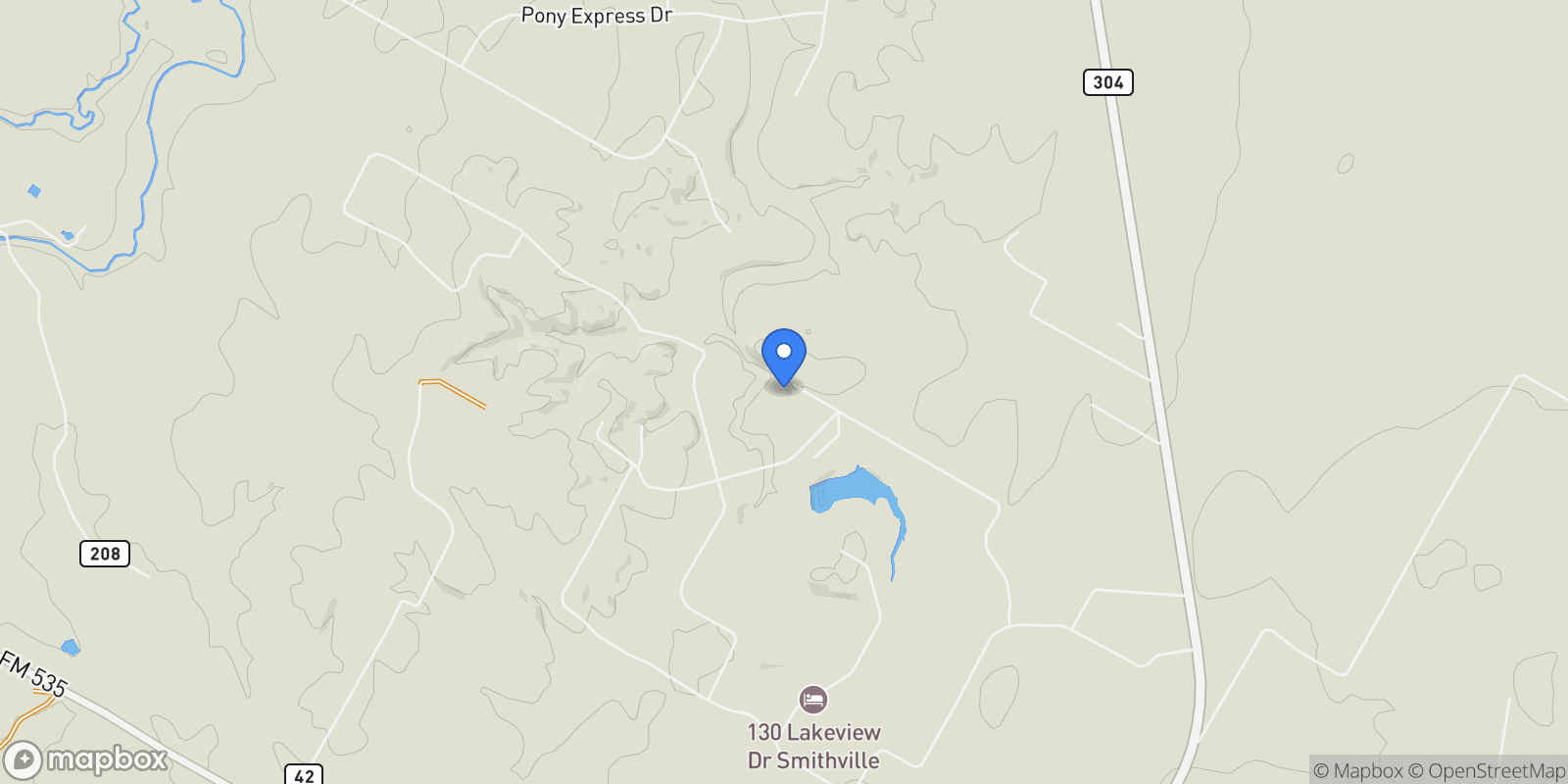 Map showing 129 Valley SPUR, Smithville, Texas, United States.