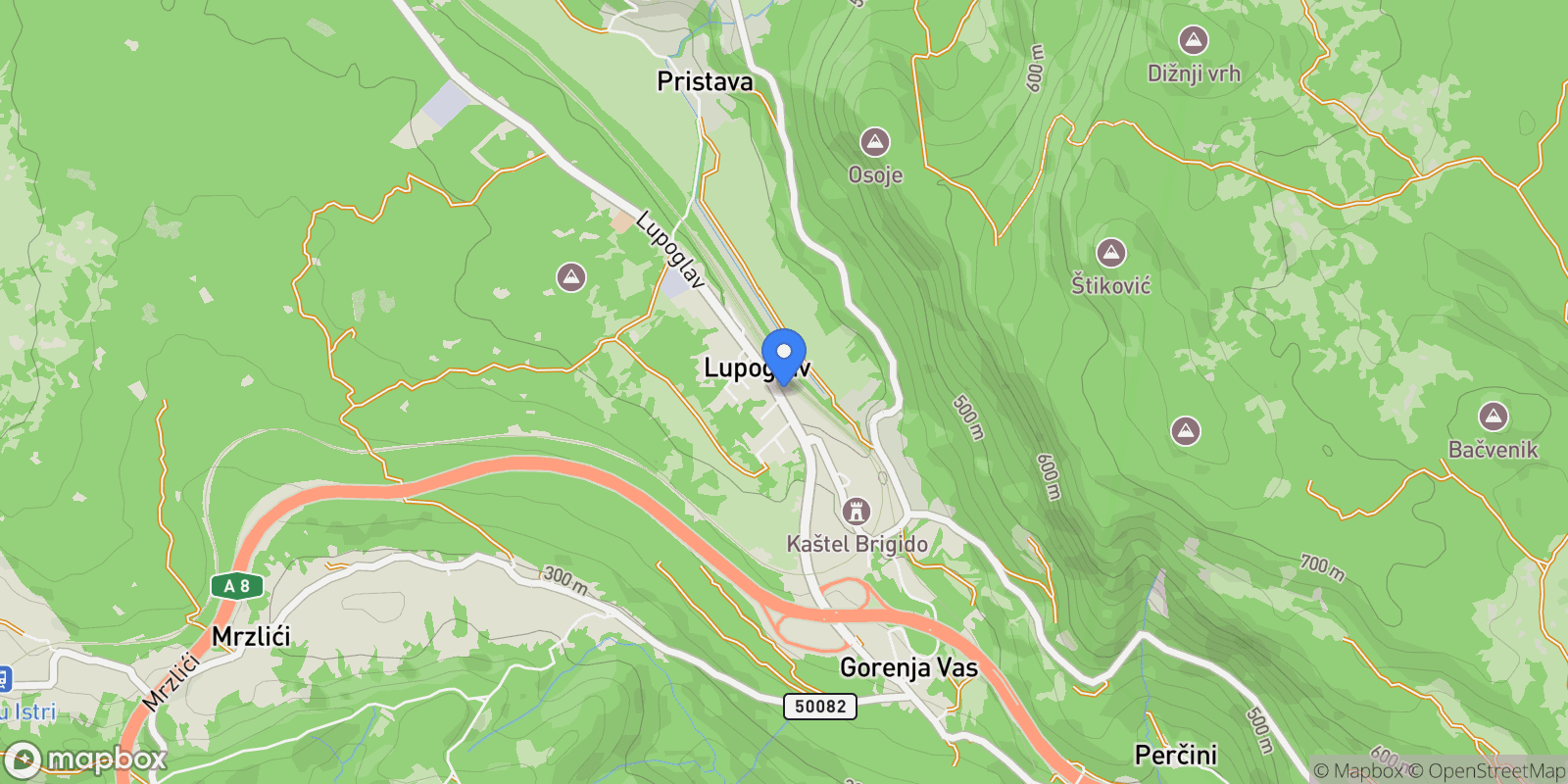 Map showing Lupoglav, Istria County, Croatia.