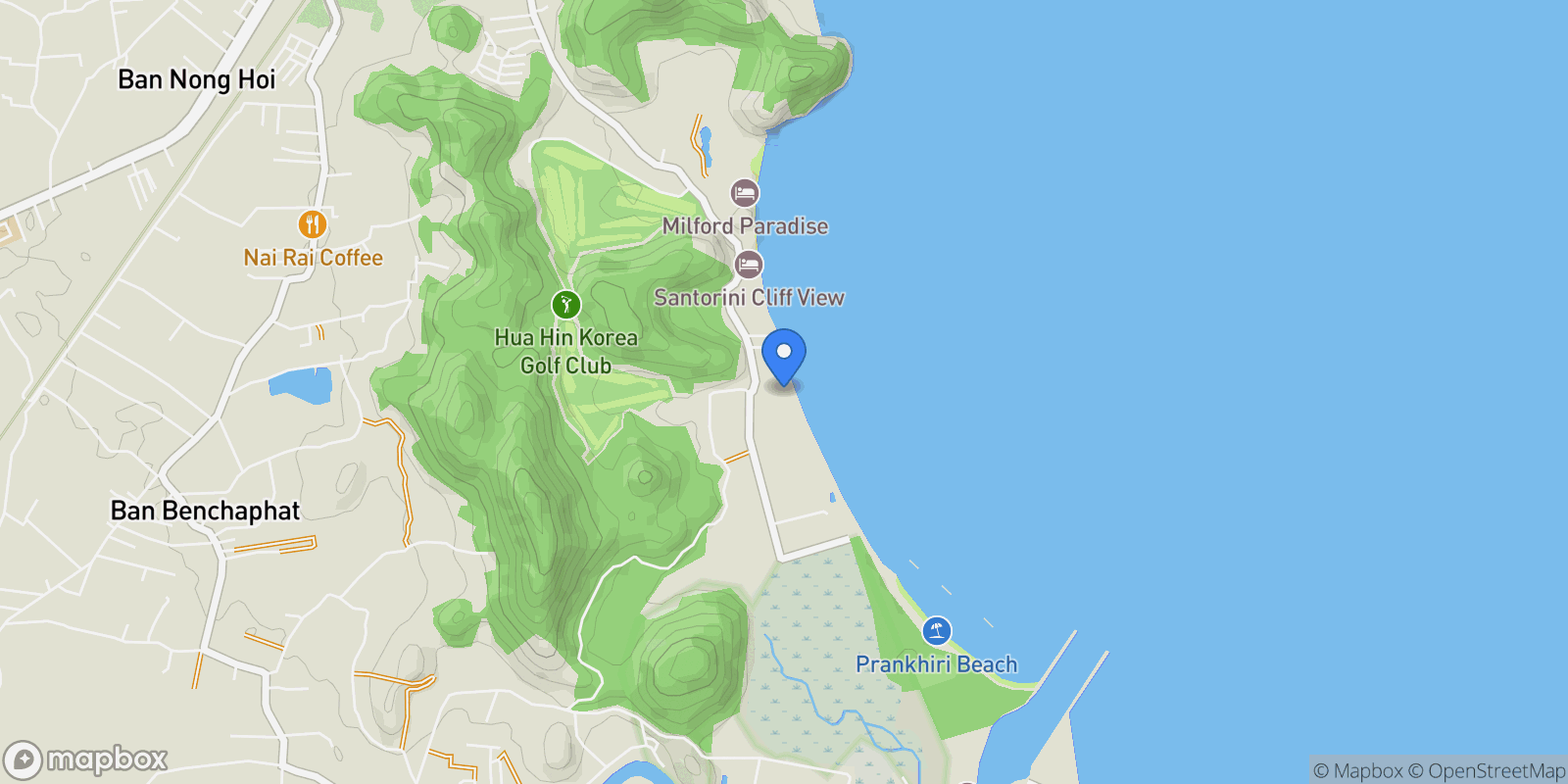 Map showing Prachuap Khiri Khan,, Pak Nam Pran, Tanintharyi Region, Thailand.