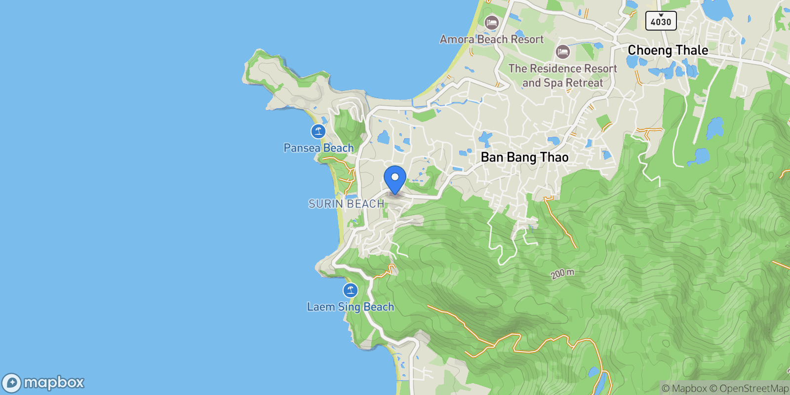 Map showing Phuket,, Choeng Thale, Phuket, Thailand.