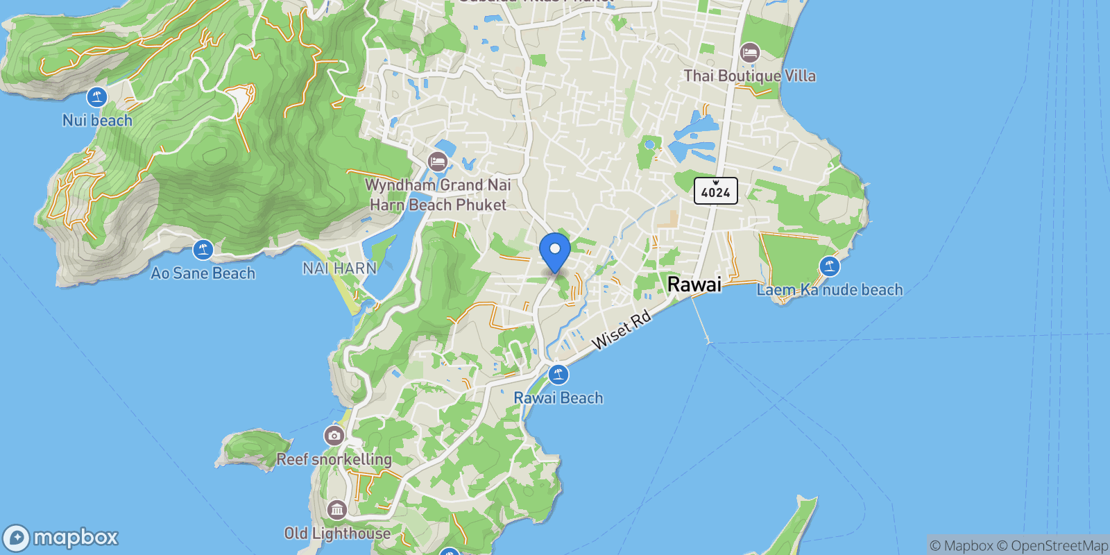 Map showing Phuket,, Rawai, Phuket, Thailand.