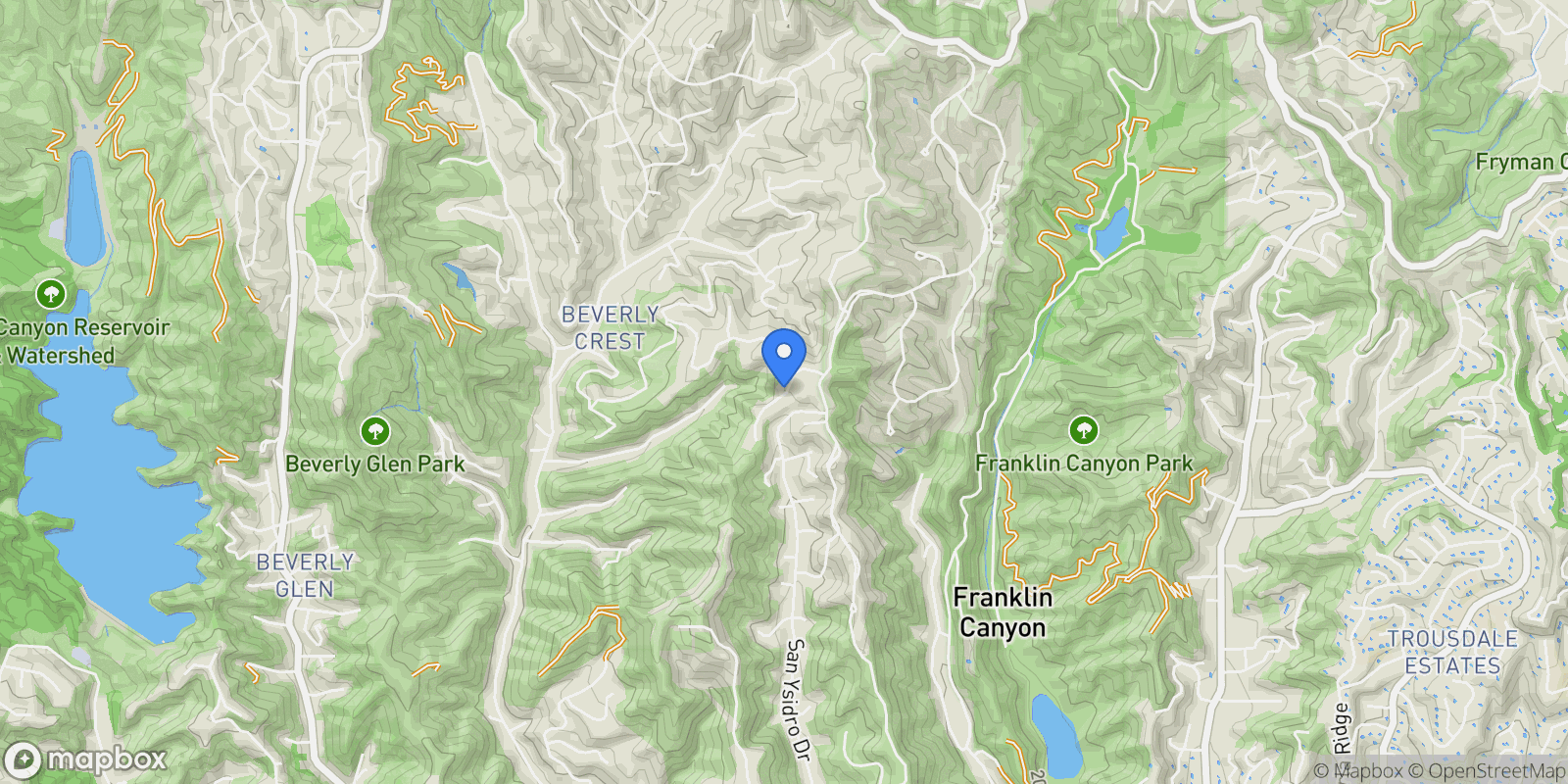 Map showing 9633 Highridge Drive, Beverly Hills, California, United States.
