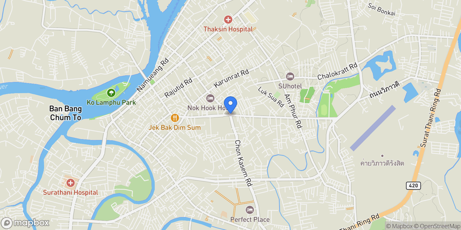 Map showing Surat Thani,, Surat Thani, Surat Thani, Thailand.