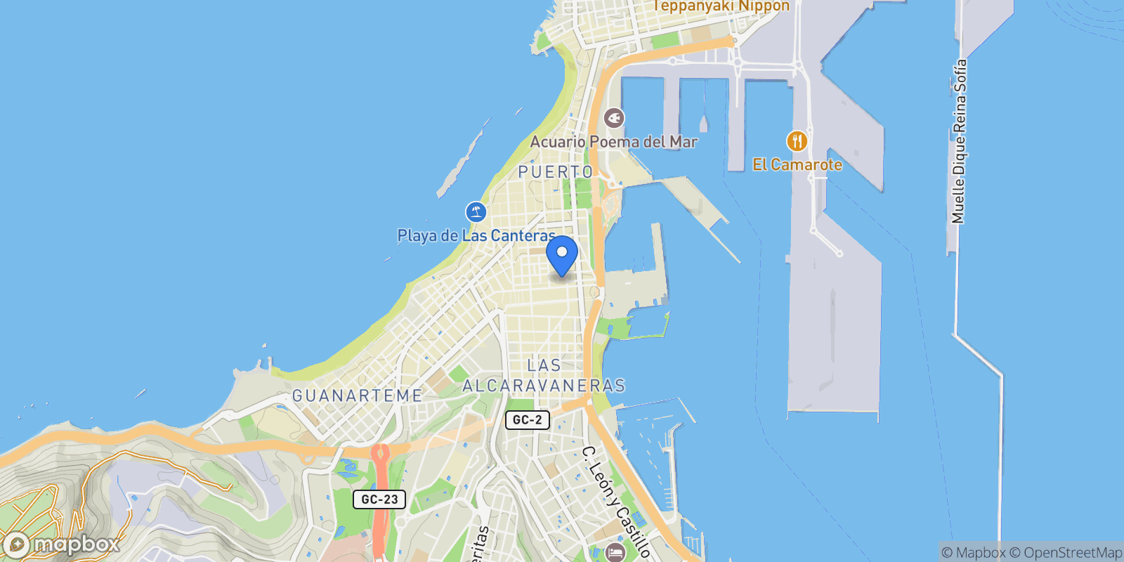 Map showing Santa Catalina, Las Palmas de Gran Canaria, LAS PALMAS, Las Palmas de Gran Canaria, Santa Catalina-Canteras, Las Palmas de Gran Canaria, Spain.