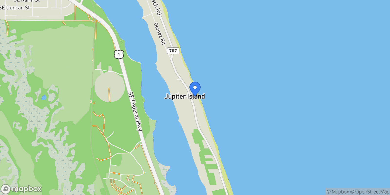 Map showing 245 S Beach Road , Jupiter Island, FL 33455, Hobe Sound, Florida, United States.