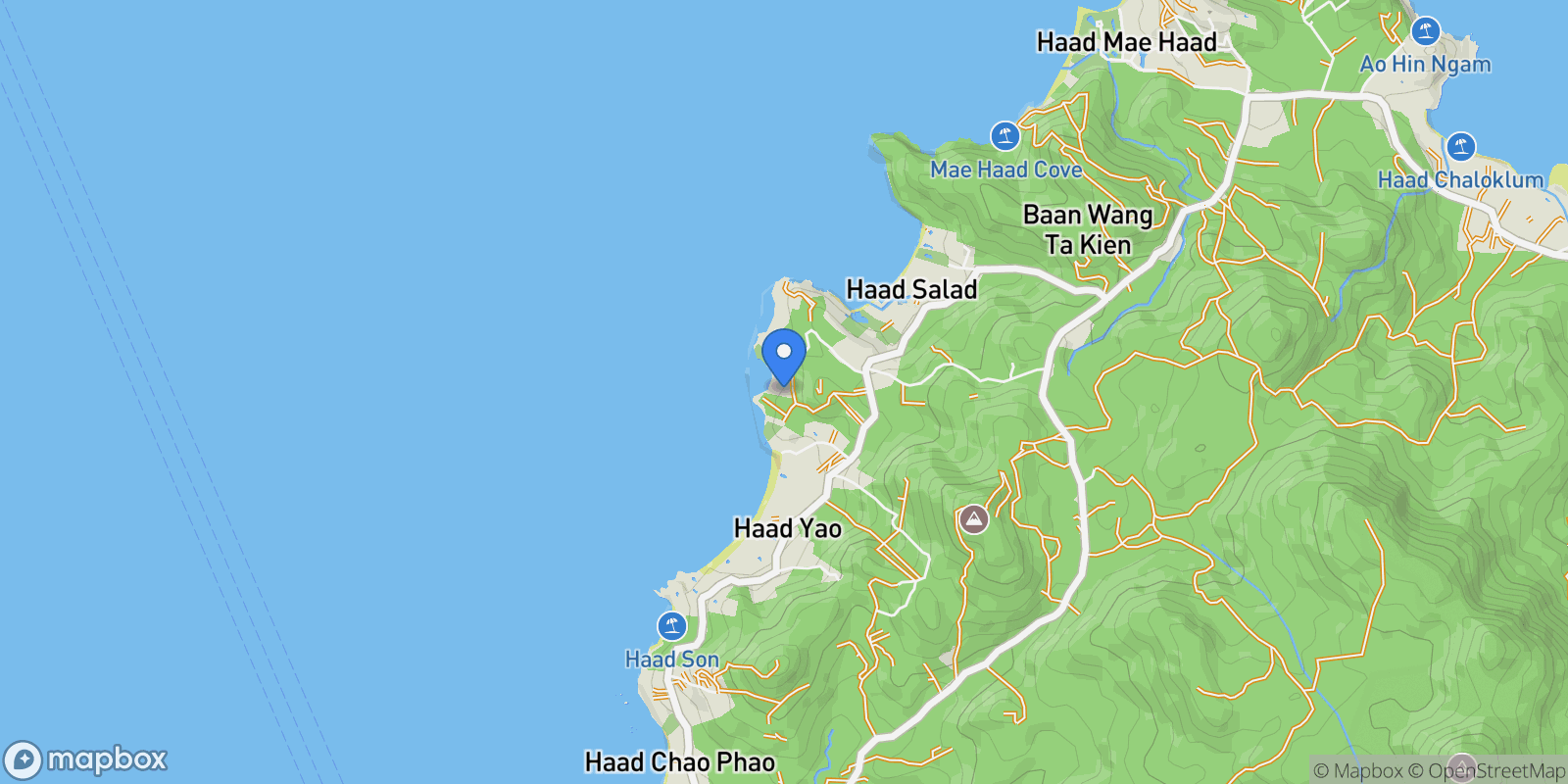 Map showing Surat Thani,, Ko Pha-ngan Sub-district, Surat Thani, Thailand.