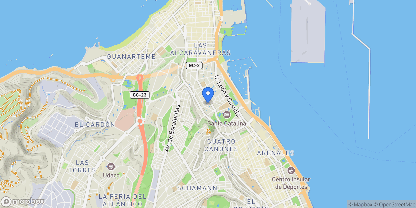 Map showing Las Palmas de Gran Canaria, Las Palmas de Gran Canaria, LAS PALMAS, Las Palmas de Gran Canaria, Ciudad Jardin, Las Palmas de Gran Canaria, Spain.