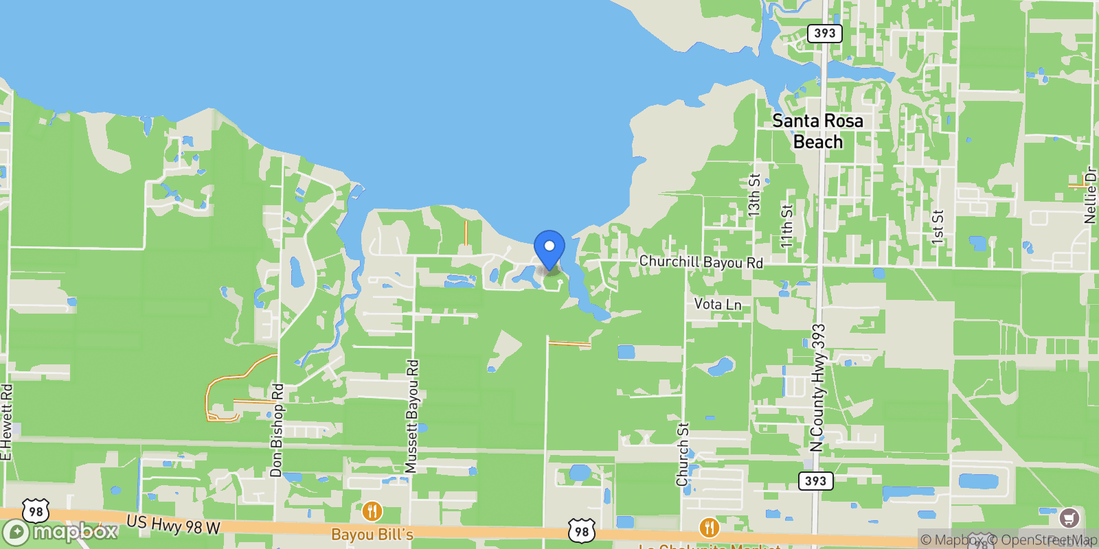Map showing 267 Churchill Oaks Drive , Santa Rosa Beach, FL 32459, Santa Rosa Beach, Florida, United States.