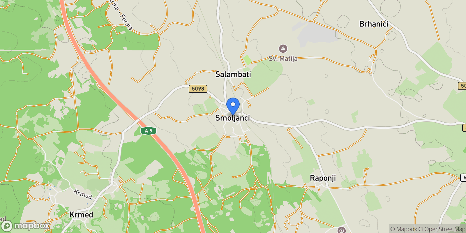 Map showing Smoljanci, Istria County, Croatia.