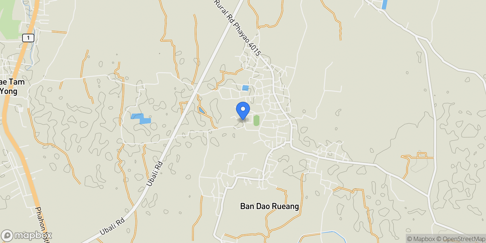 Map showing Chiang Mai,, Champa Wai, Phayao, Thailand.