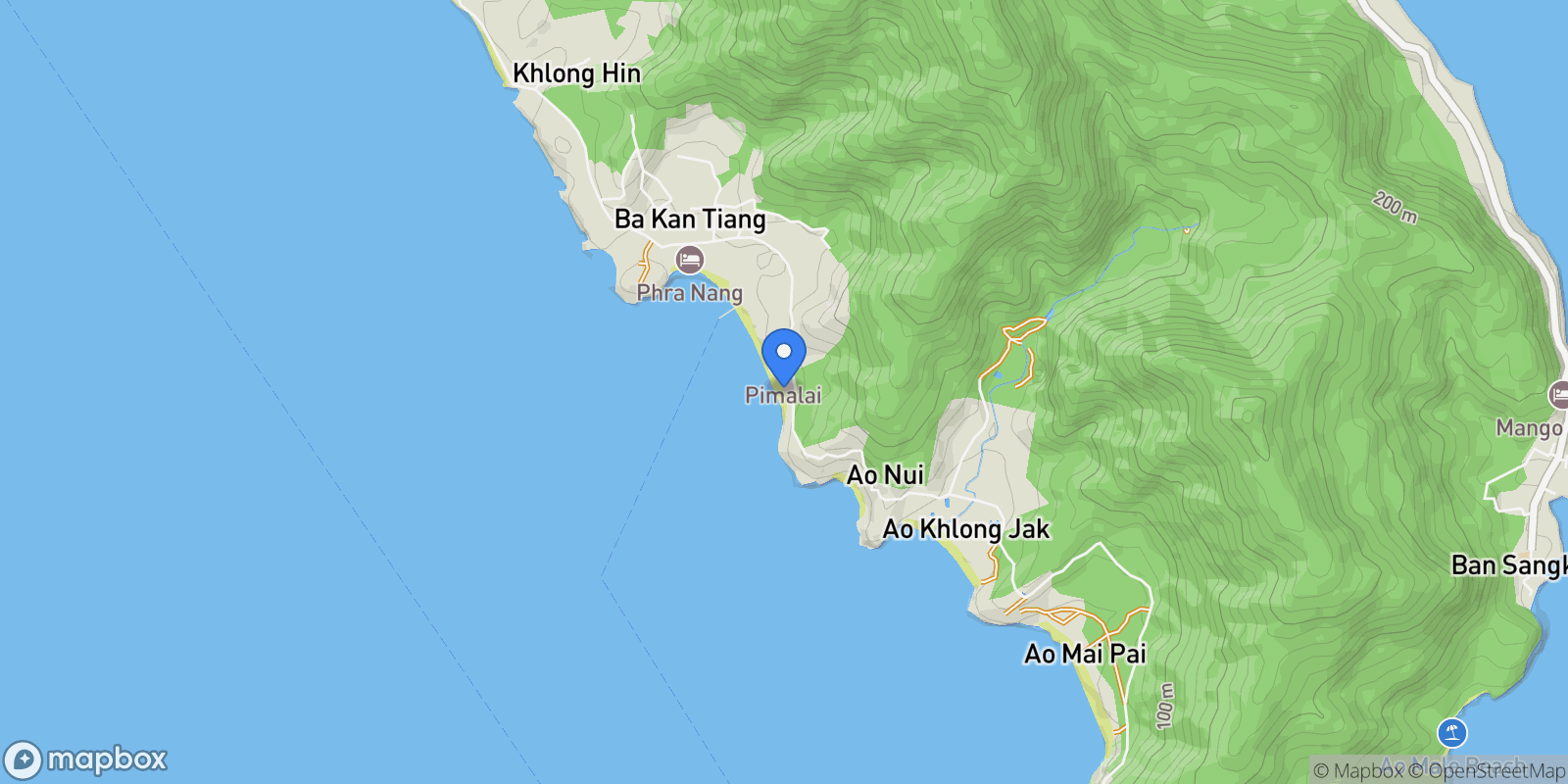 Map showing Koh Lanta,, Ko Lanta Yai, Krabi, Thailand.