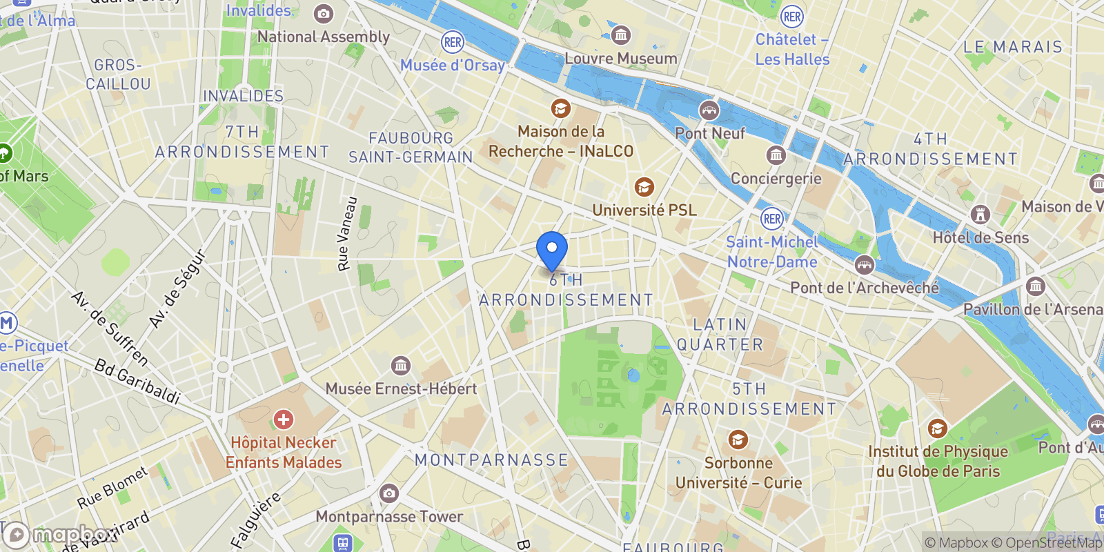 Map showing 15 Rue Madame, 75006 Paris, France, Paris, Île-de-France, France.
