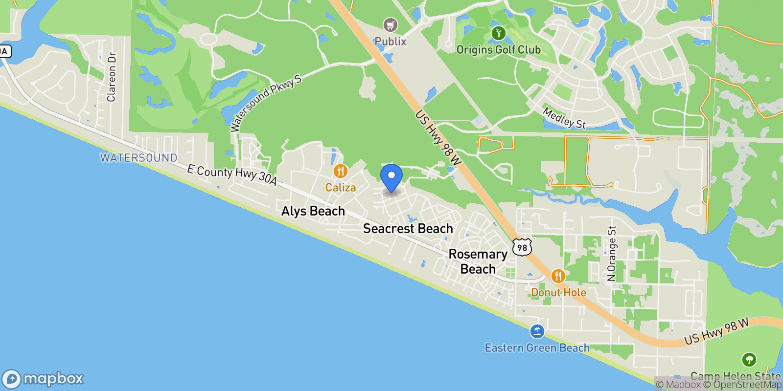 Map showing 205 Seacrest Beach Boulevard West , Seacrest, FL 32461, Rosemary Beach, Florida, United States.