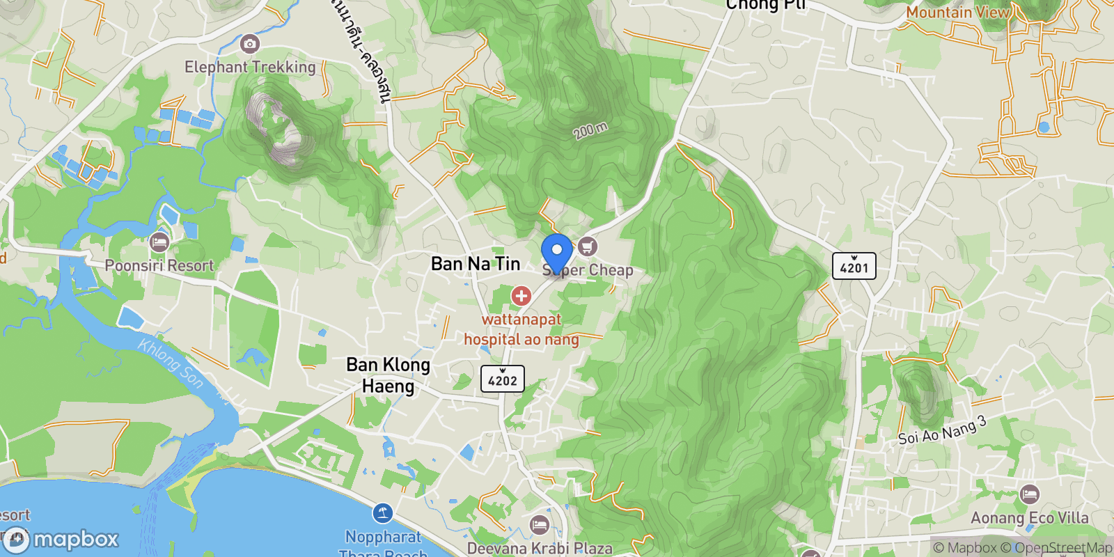 Map showing Krabi,, Ao Nang, Krabi, Thailand.