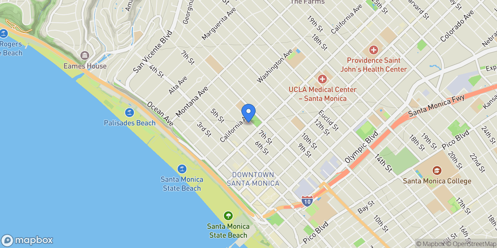 Map showing 1124 7th Street, Santa Monica, California, United States.
