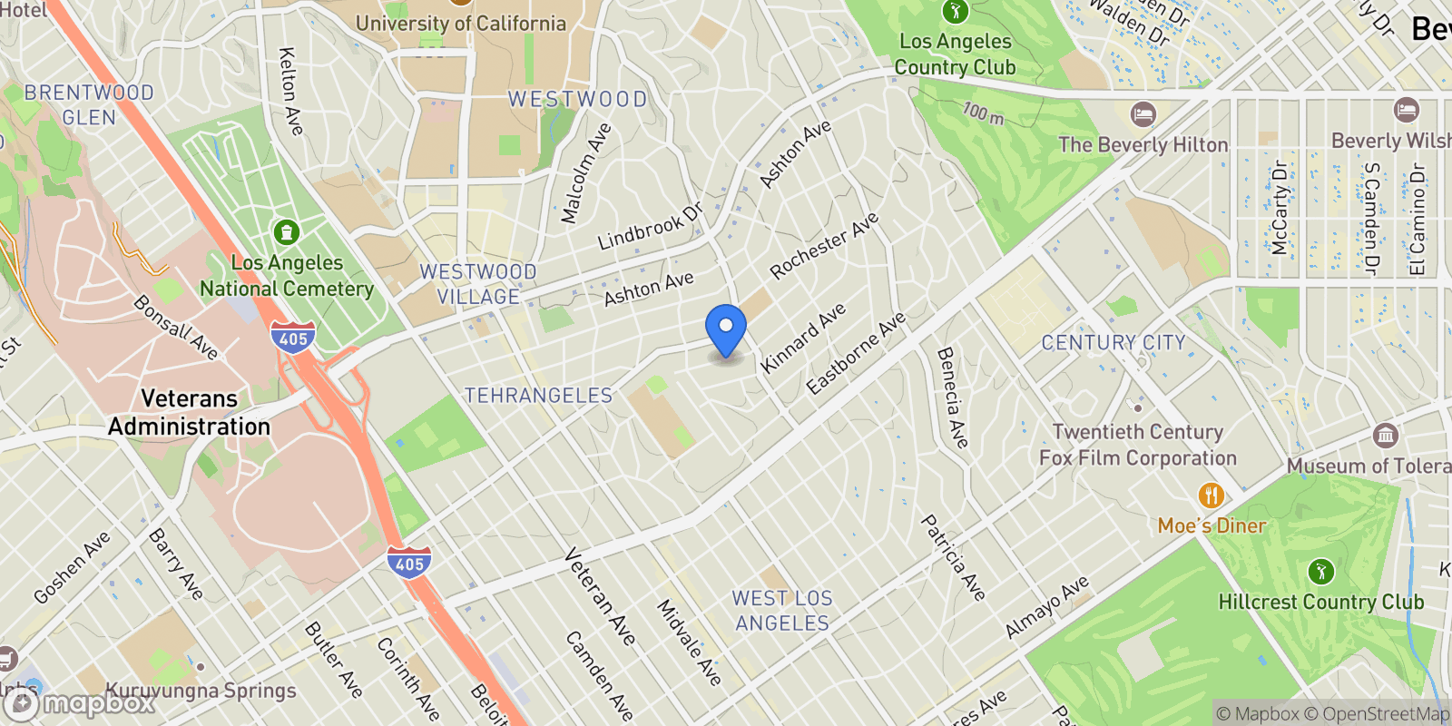 Map showing 10640 Wilkins Avenue 103, Los Angeles, California, United States.