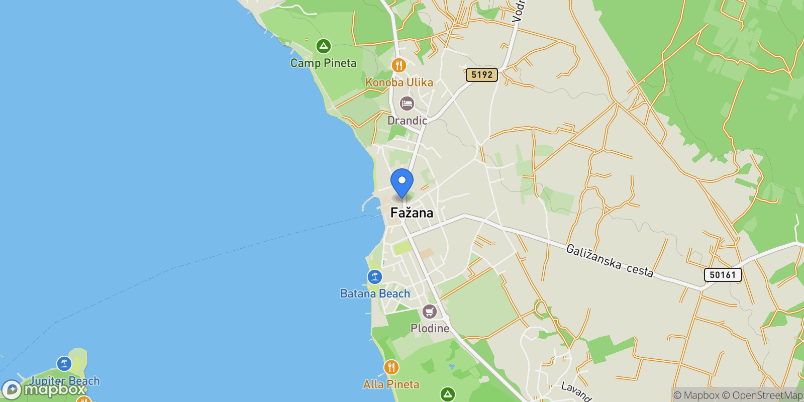Map showing Fazana, Istria County, Croatia.