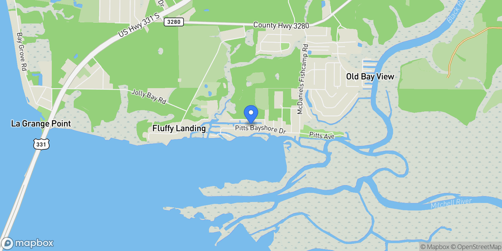 Map showing 400 Pitts Bayshore Drive, Freeport, FL 32439, Freeport, Florida, United States.