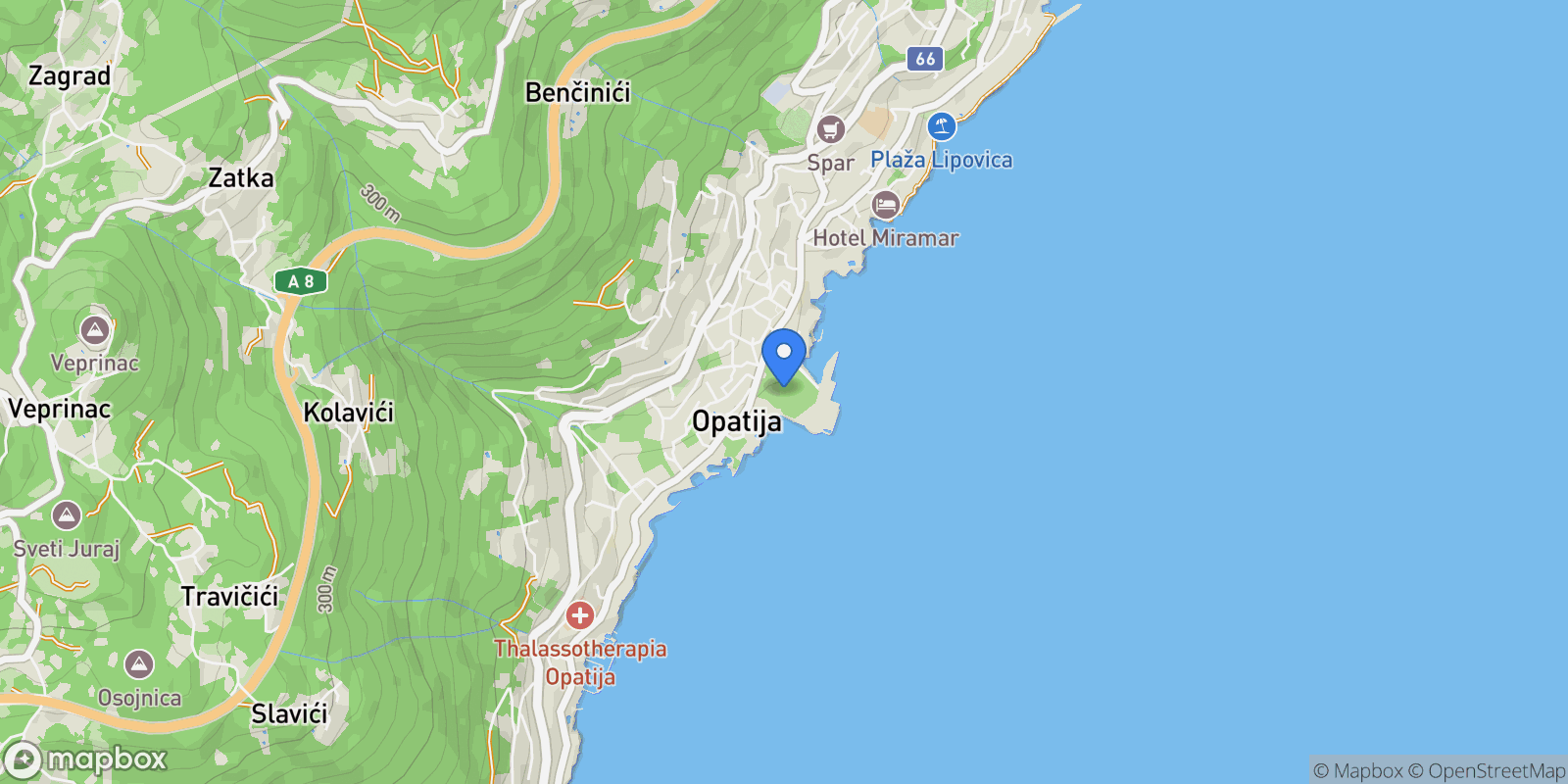 Map showing Grad Opatija, Primorje-Gorski Kotar County, Croatia.