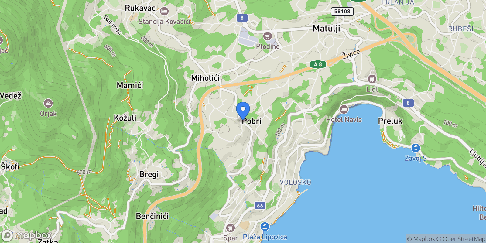 Map showing Grad Opatija, Primorje-Gorski Kotar County, Croatia.