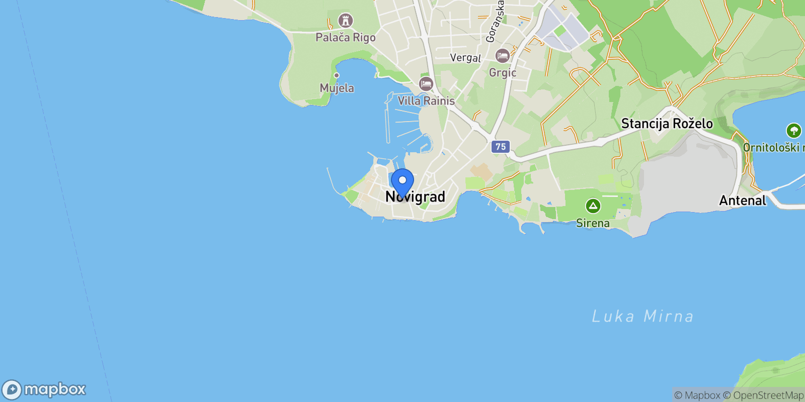 Map showing Novigrad, Istria County, Croatia.