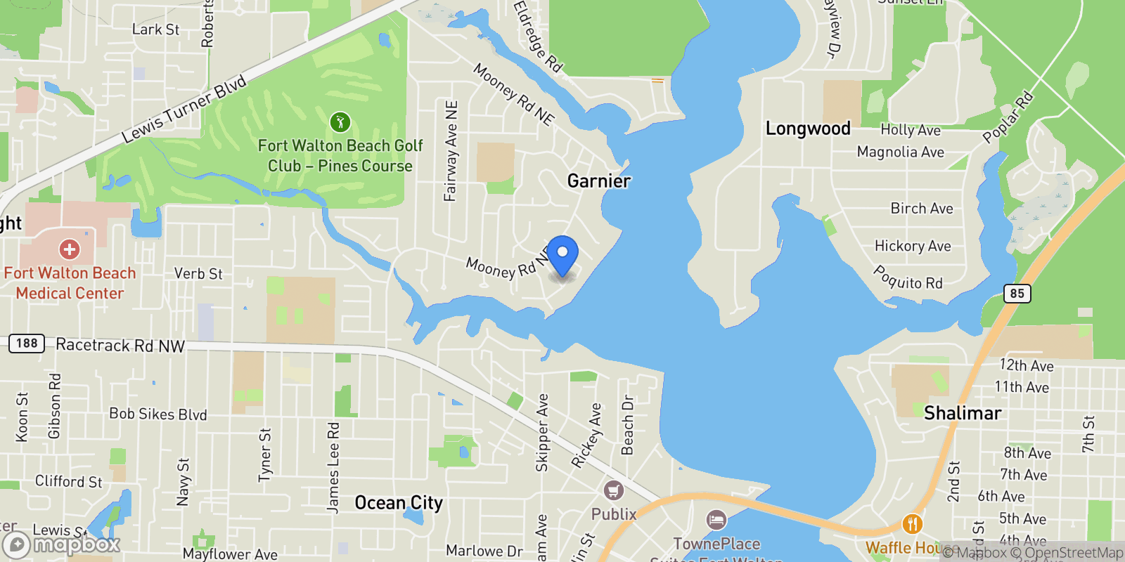 Map showing 111 Troy Circle, Fort Walton Beach, FL 32547, Wright, Florida, United States.
