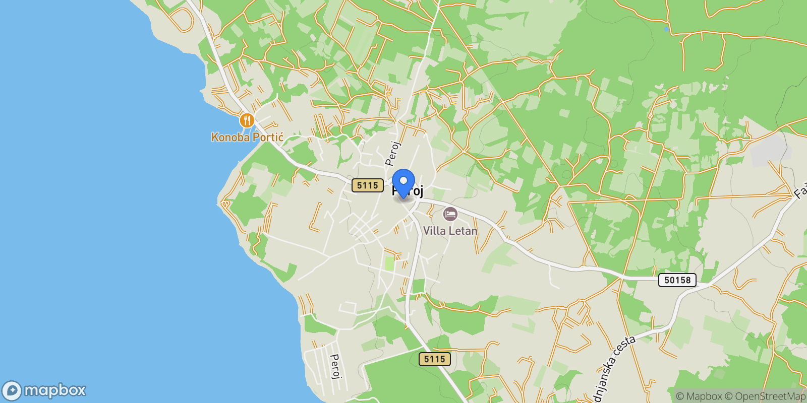 Map showing Peroj, Istria County, Croatia.