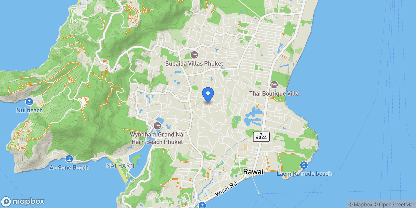 Map showing Phuket,, Rawai, Phuket, Thailand.