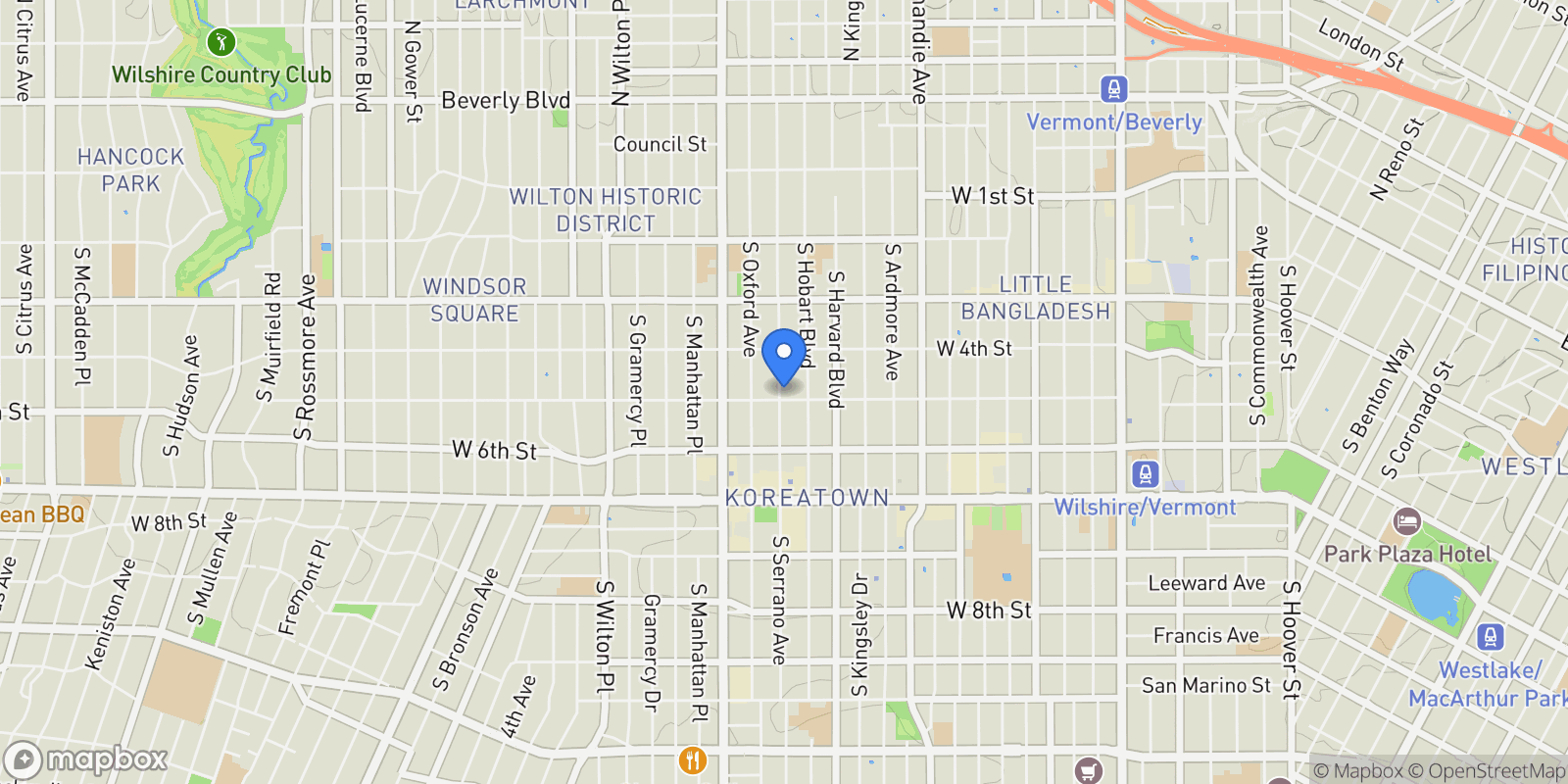 Map showing 450 S Serrano Avenue, Los Angeles, California, United States.