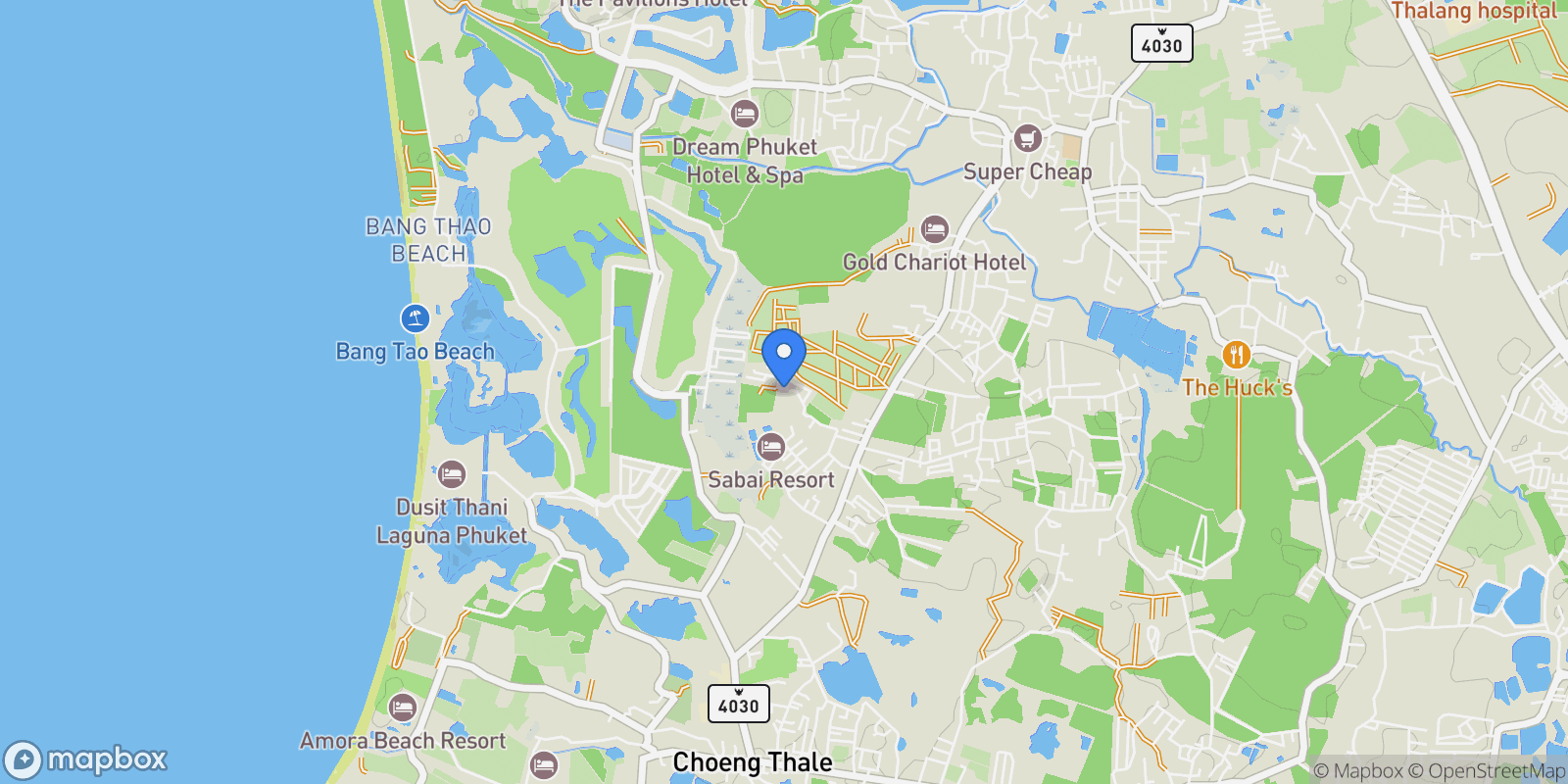 Map showing Phuket,, Choeng Thale, Phuket, Thailand.