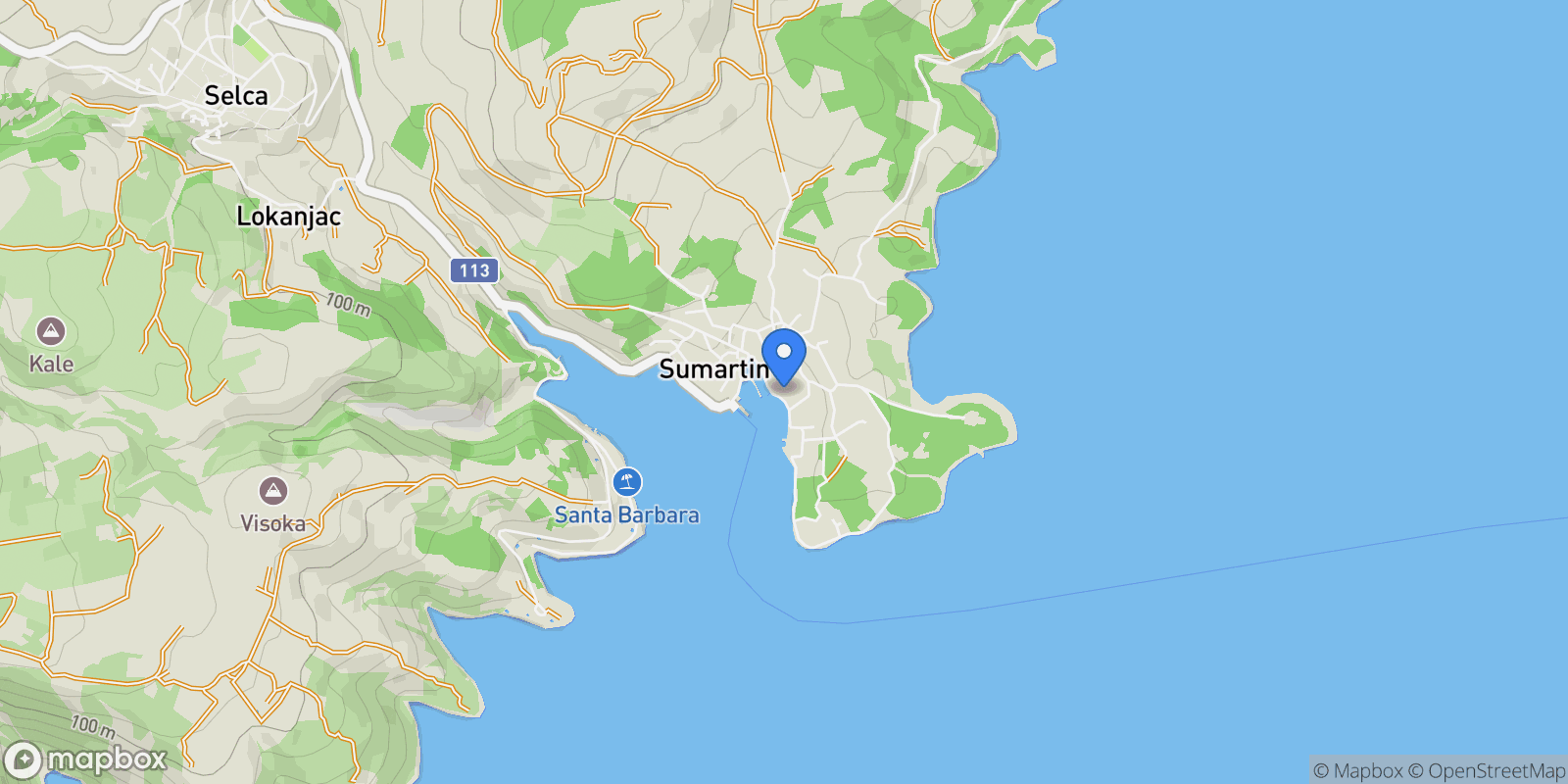 Map showing Sumartin, Split-Dalmatia County, Croatia.