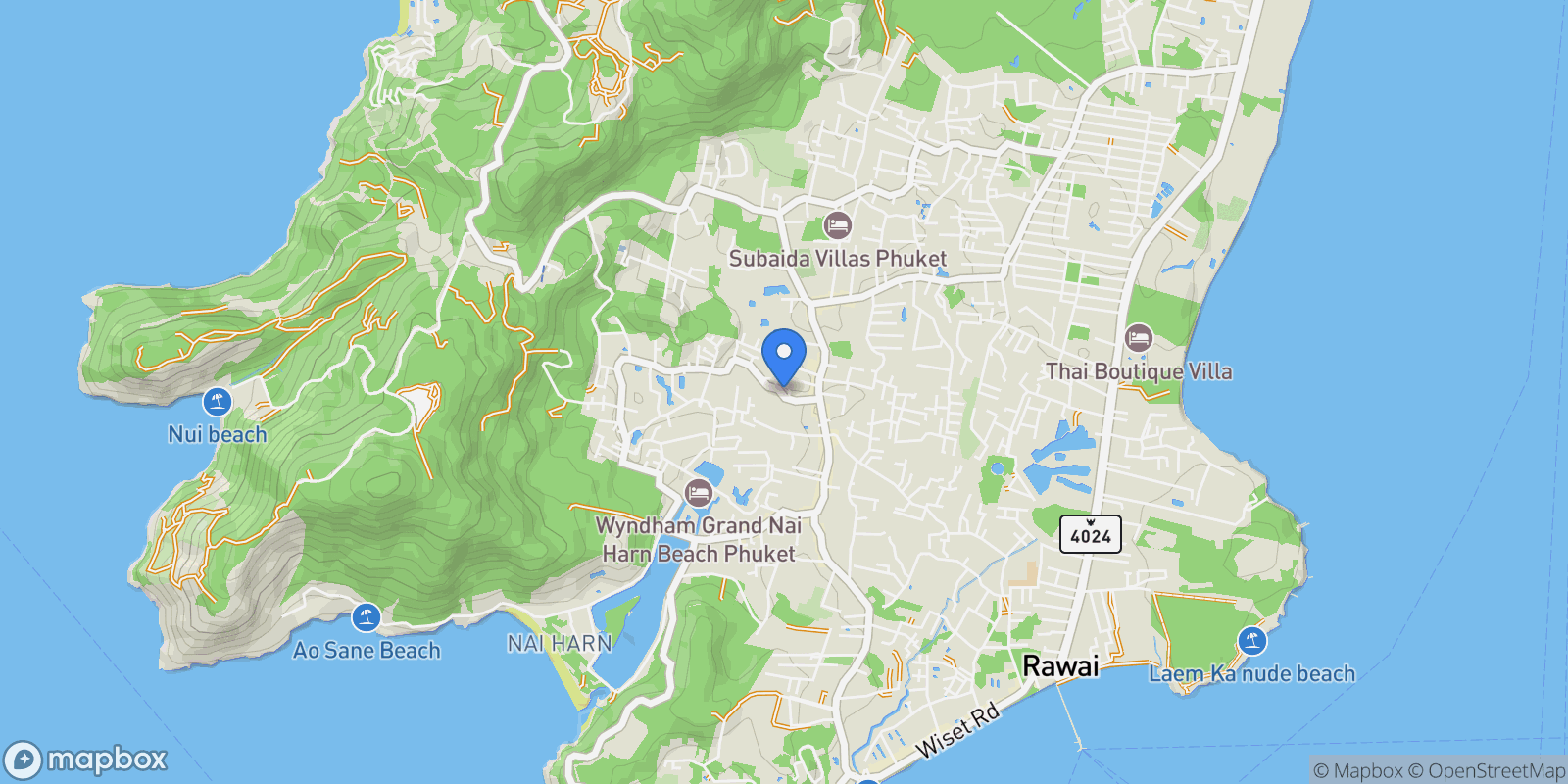 Map showing Phuket,, Rawai, Phuket, Thailand.