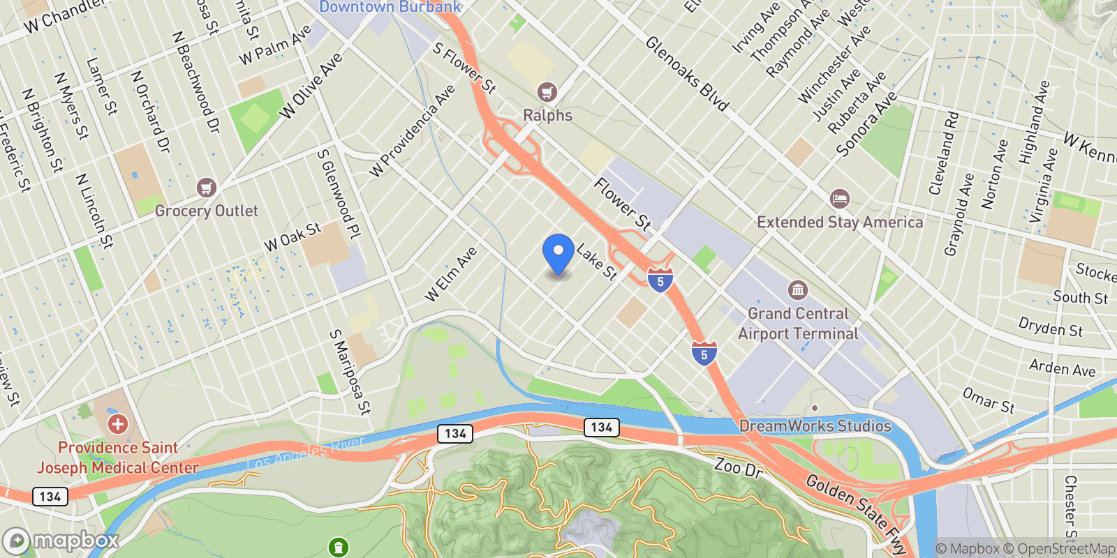 Map showing 329 Thompson Avenue, Glendale, California, United States.