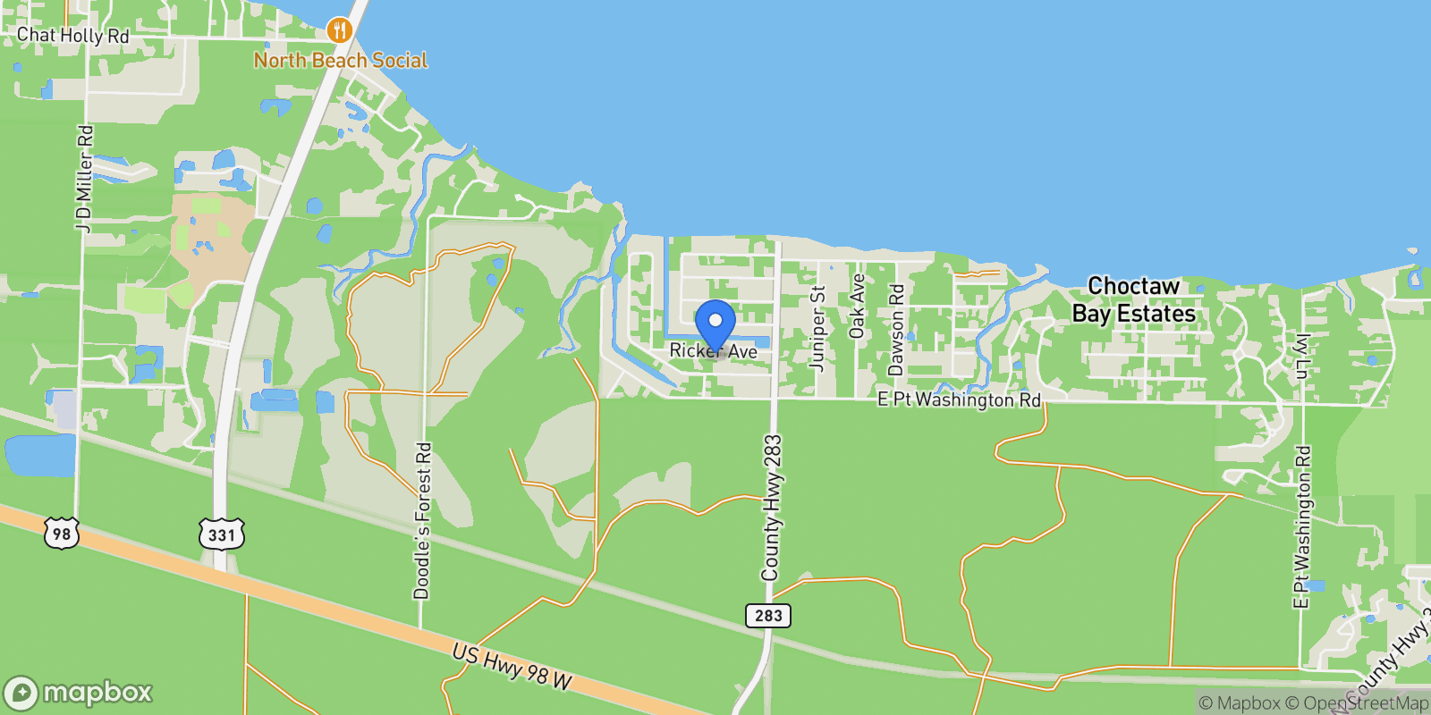 Map showing 175 Ricker Avenue , Santa Rosa Beach, FL 32459, Santa Rosa Beach, Florida, United States.