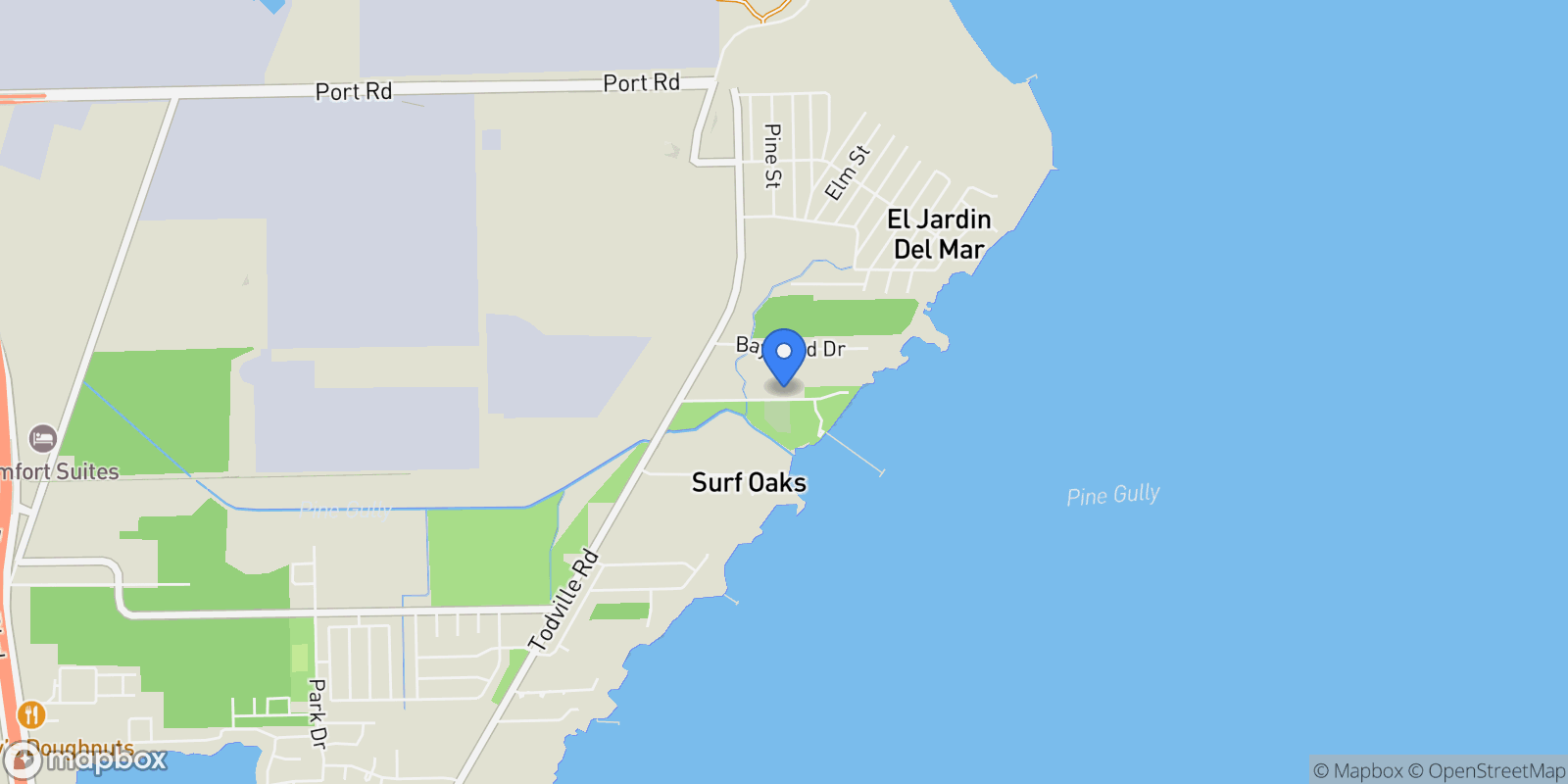 Map showing 614 Pine Gully Road, Seabrook, Texas, United States.