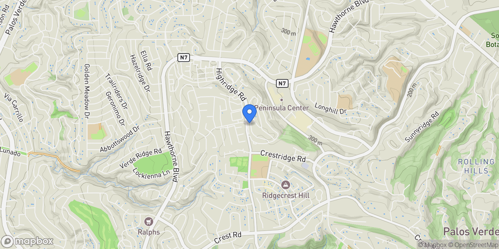 Map showing 2 Sycamore Lane, Rolling Hills Estates, California, United States.
