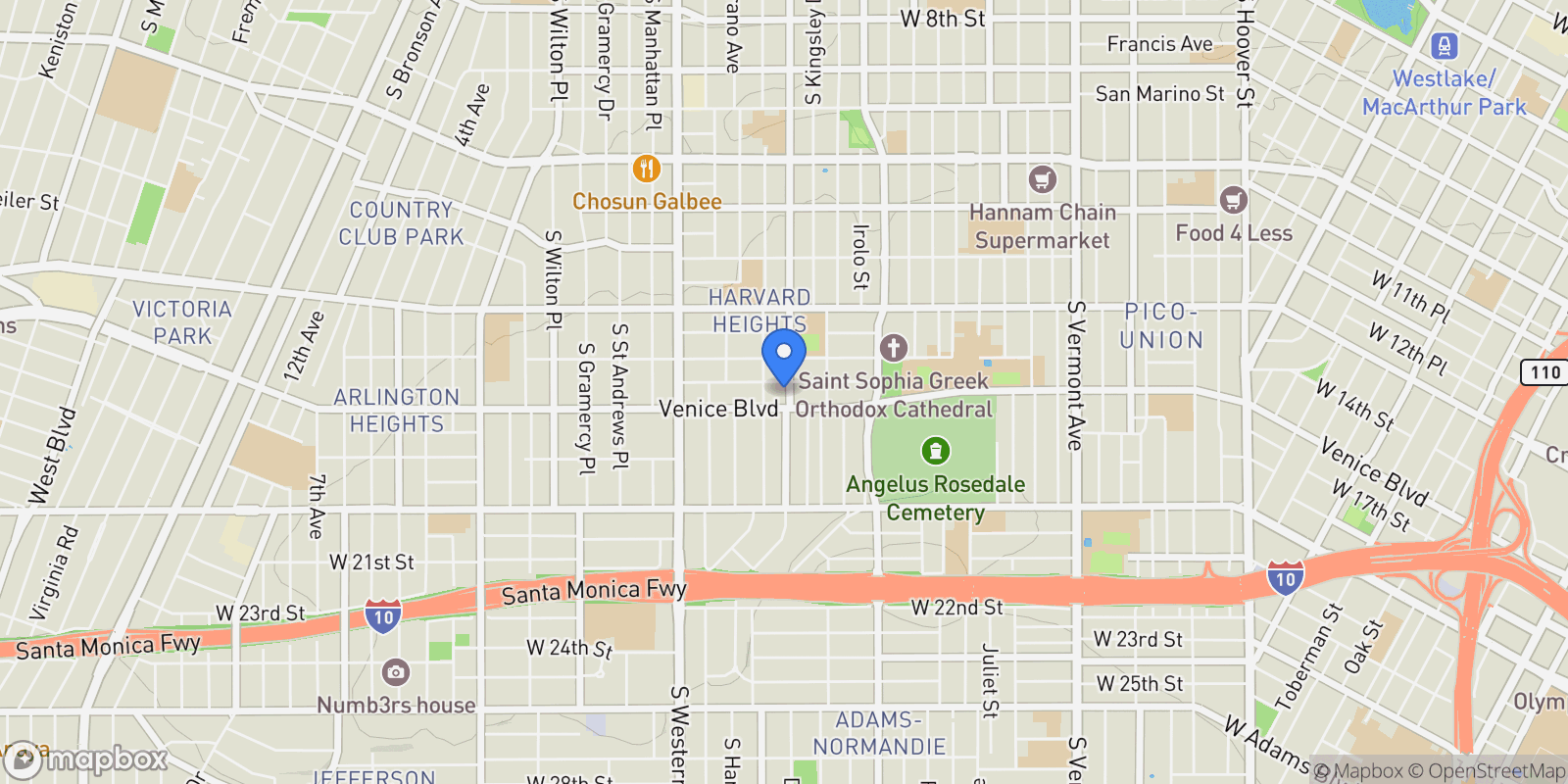 Map showing 1561 1/2 S Harvard Boulevard, Los Angeles, California, United States.