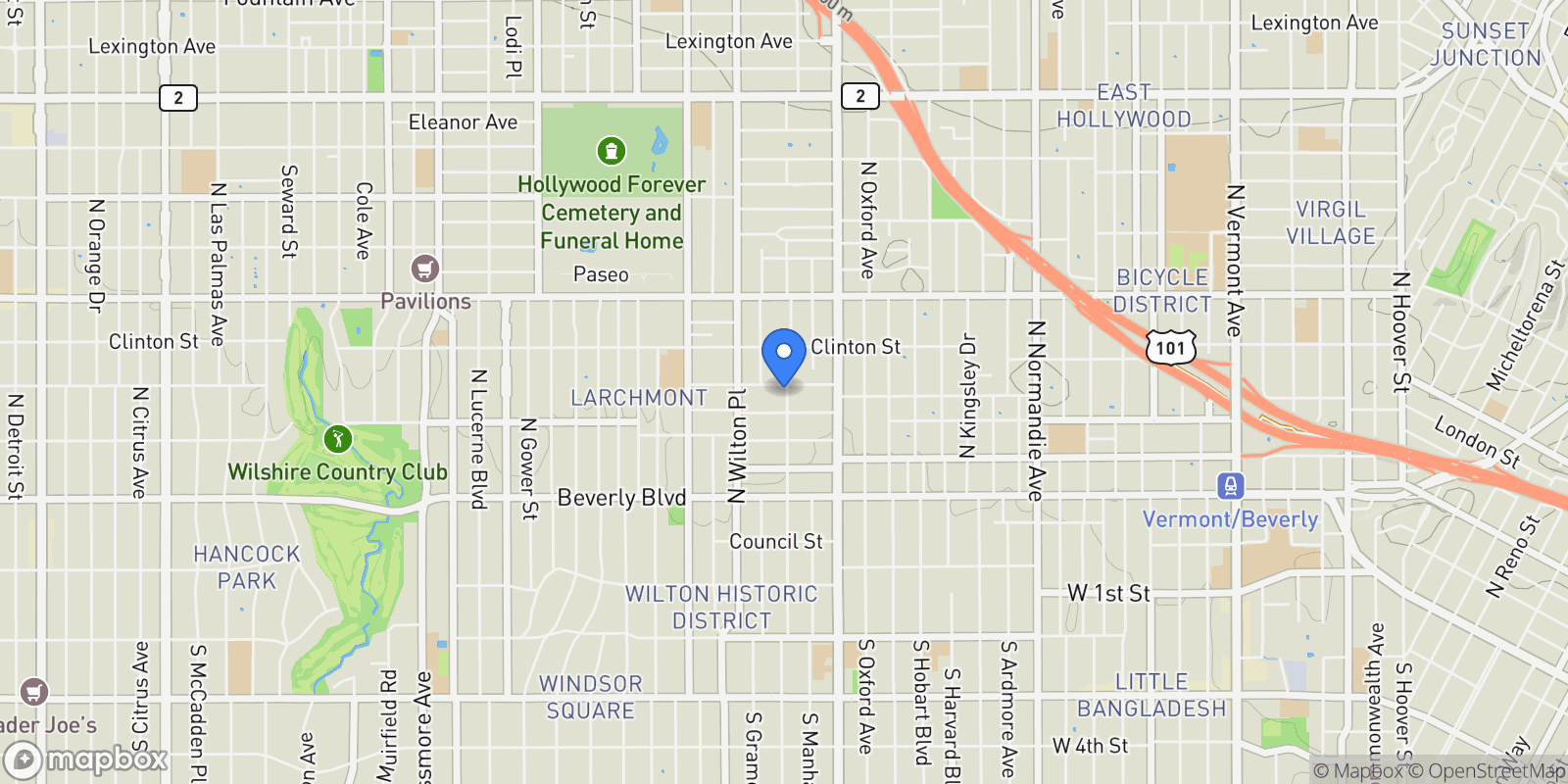 Map showing 497 N St Andrews Place, Los Angeles, California, United States.