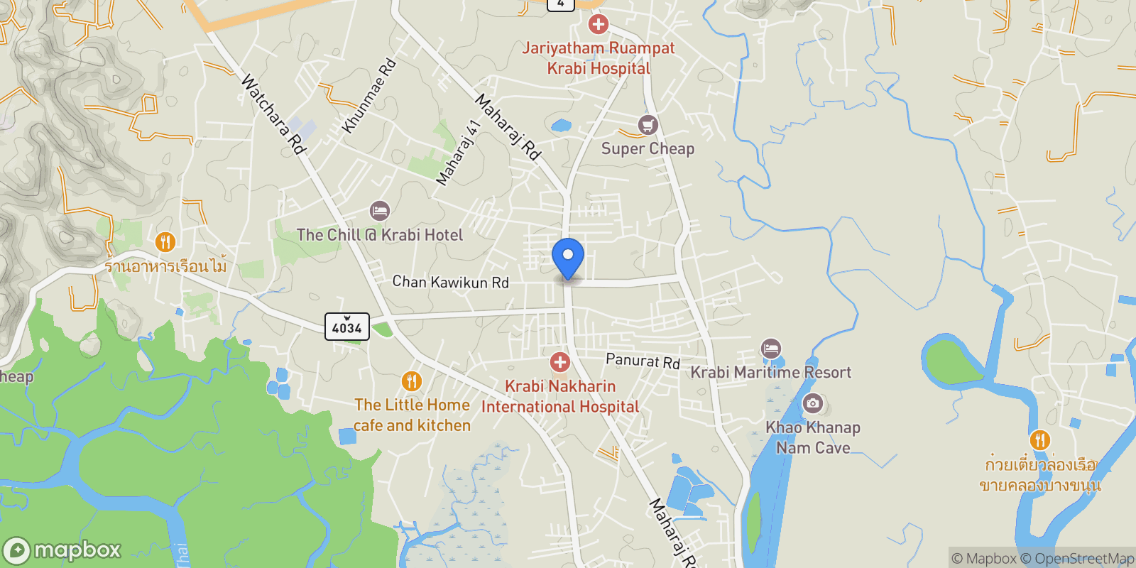 Map showing Krabi,, Pak Nam, Krabi, Thailand.
