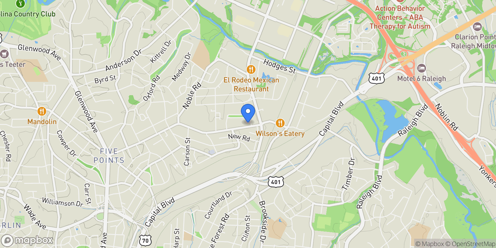 Map showing 727 E Whitaker Mill Road, Raleigh, North Carolina, United States.